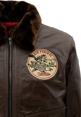 KingKerosin Lederjacke Air Force 42 mit eingearbeiteten Protektoren Taschen für Biker