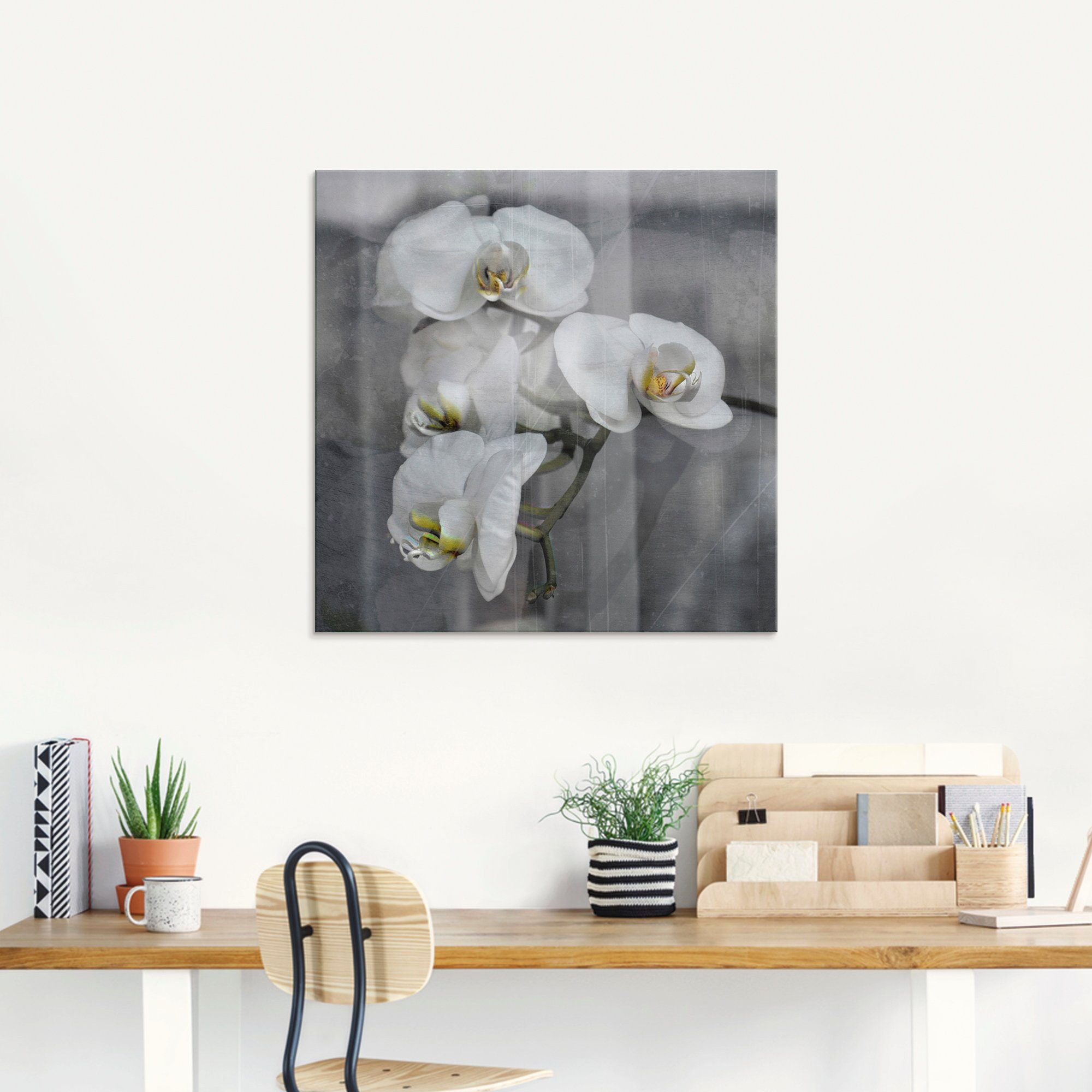 verschiedenen - Größen (1 Orchid, Glasbild white Orchideen Blumen Weisse St), Artland in