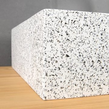 wohnfreuden Aufsatzwaschbecken Terrazzo Waschbecken THERA 42 cm in weiß mit grau gesprenkelt (Kein Set), 3_125812