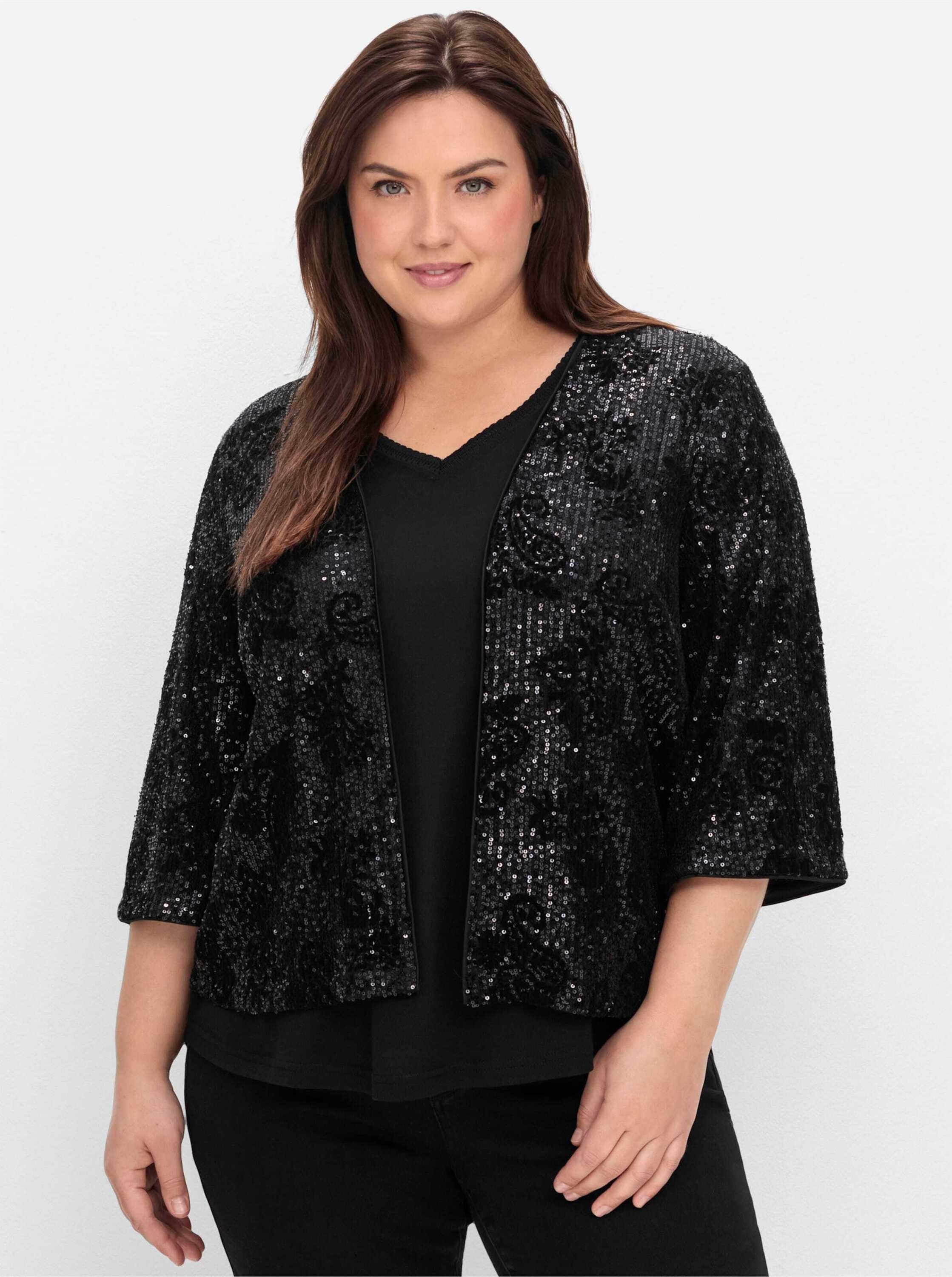 Sheego Klassische Bluse Blusenjacke 3/4-Arm