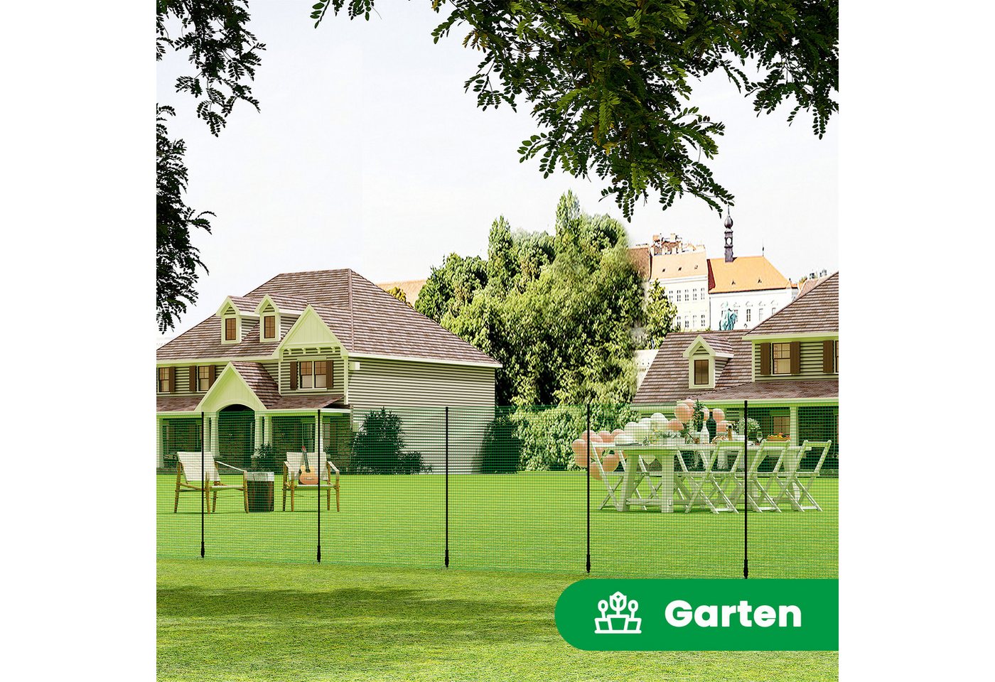 Thumbnail - Woltu Gartenzaun, (1-St), Geflügelnetz, mobiler Zaun, 53 g/m² PE, Grün