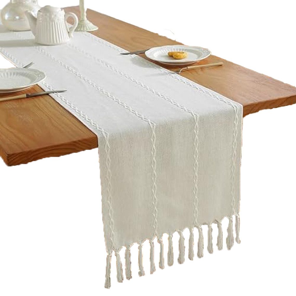 Kaket Tischläufer aus Baumwoll-Leinen, Bauernhaus-Stil, 33x183cm, günstig online kaufen