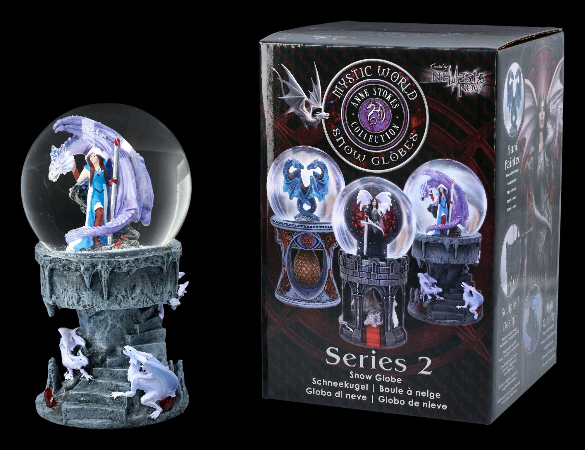 Figuren Shop GmbH Schneekugel Schneekugel Drache - Dragon Mage - Anne Stokes - Fantasy Dekoration