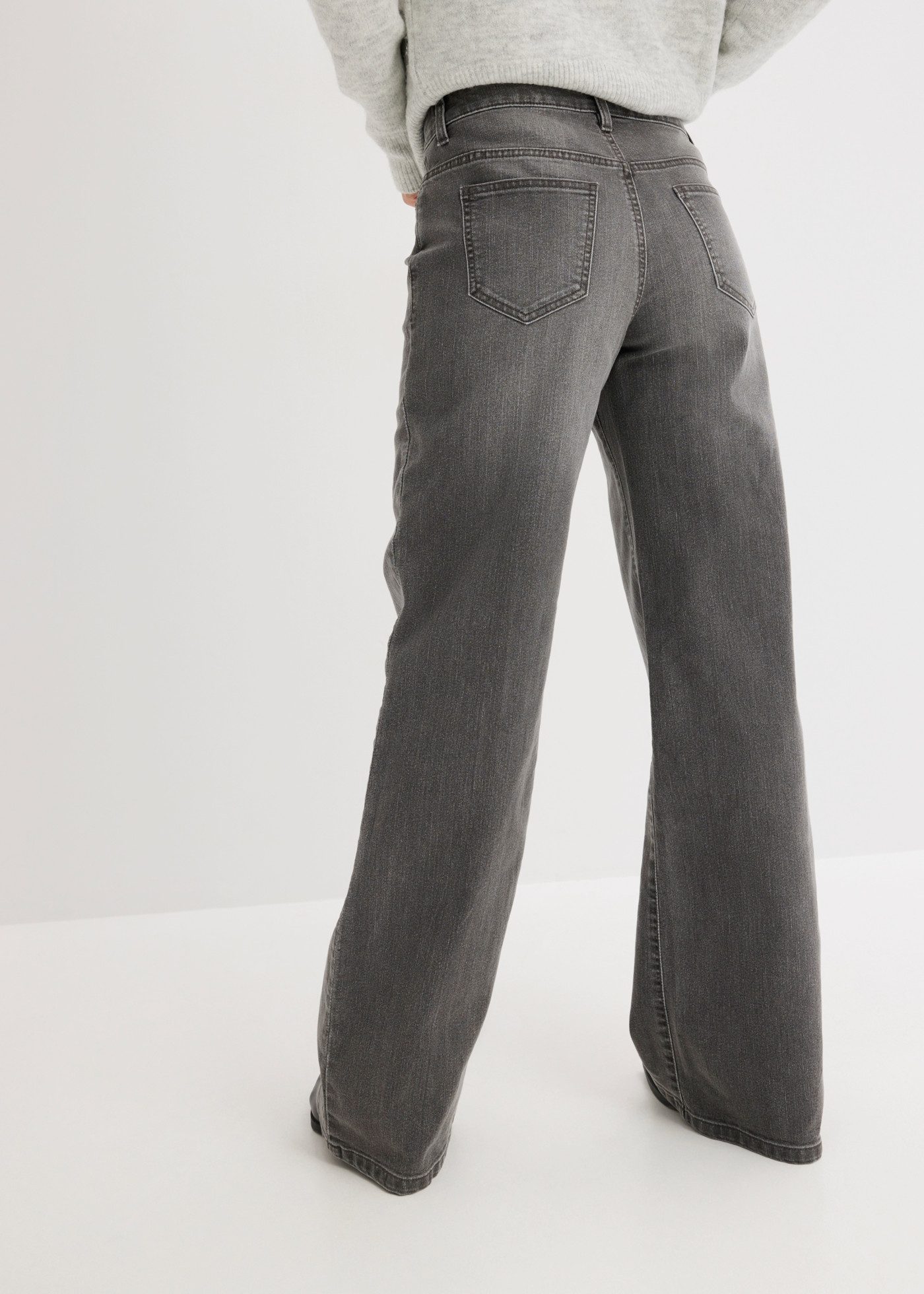 bonprix Weite Jeans Loose Fit, 5-Pocket-Style, Wide-Leg Jeans, Mid Waist