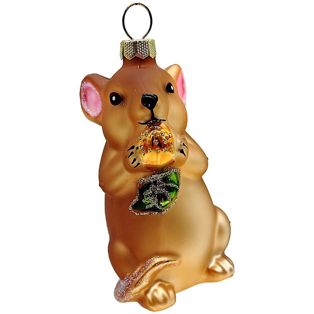 Holly & Jolly Christbaumschmuck Maus, braunes Mäuschen, 8cm (1-tlg), mundgeblasen, handbemalt