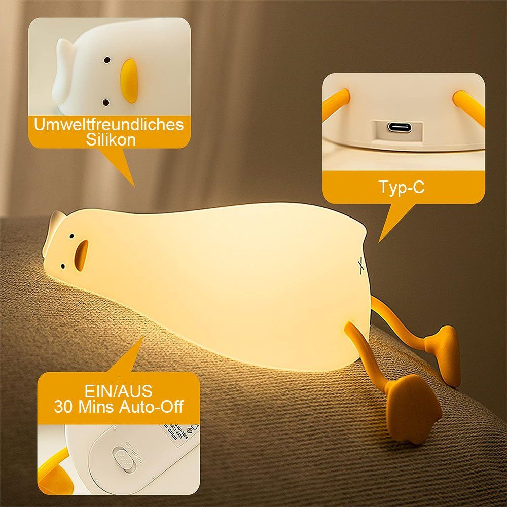 Enten-Nachtlicht, Kinderzimmer-Silikon-Tierlampe niedliche MOUTEN LED Schreibtischlampe