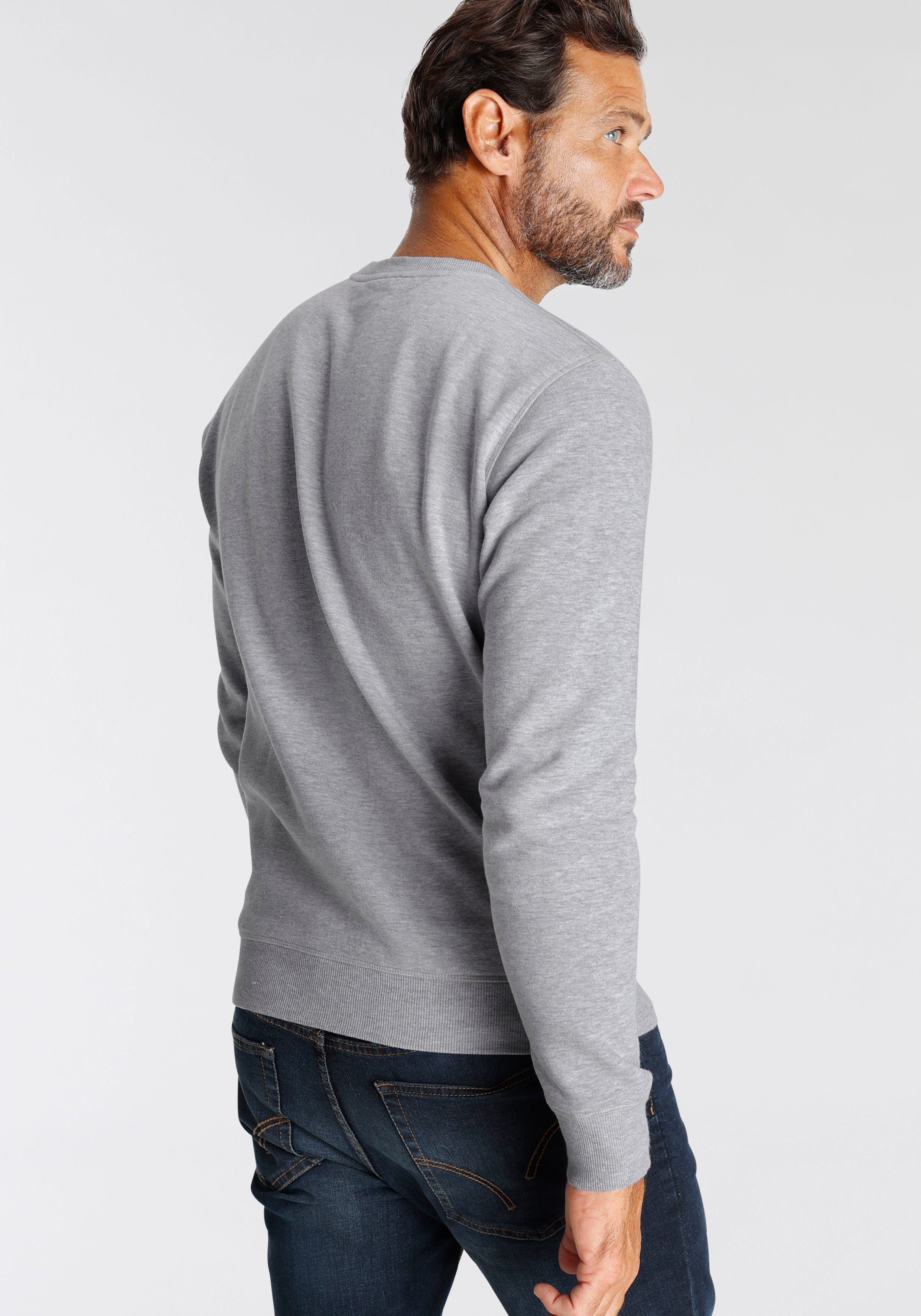 Man's World Sweatshirt Langarm, Basic-Stil, unifarben, Rundhalsausschnitt