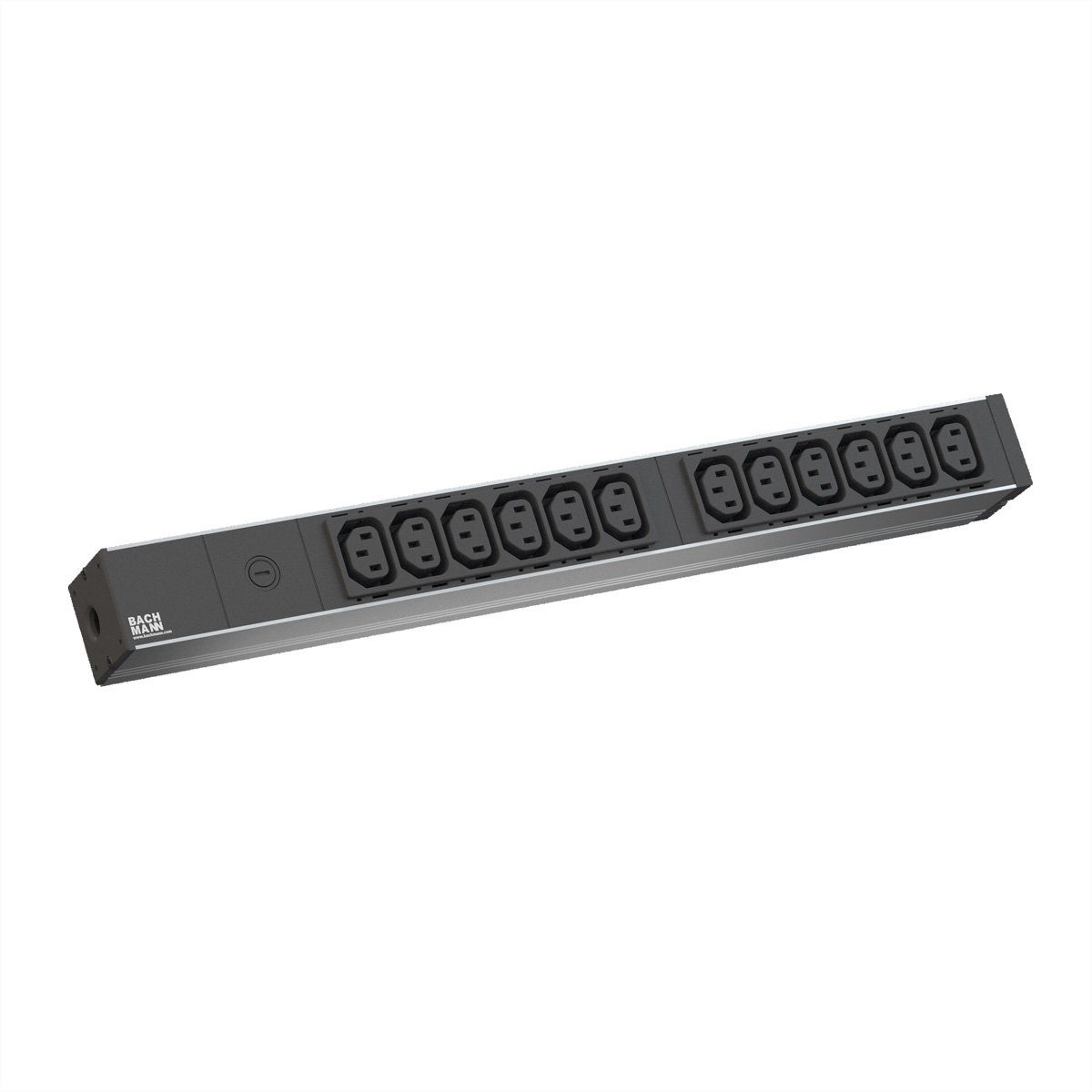 Bachmann IT PDU ALU 19" 1HE 12 x C13 Buchse, Zuleitung C14 Stecker Steckdosenleiste (Kabellänge 2 m), 800.2284