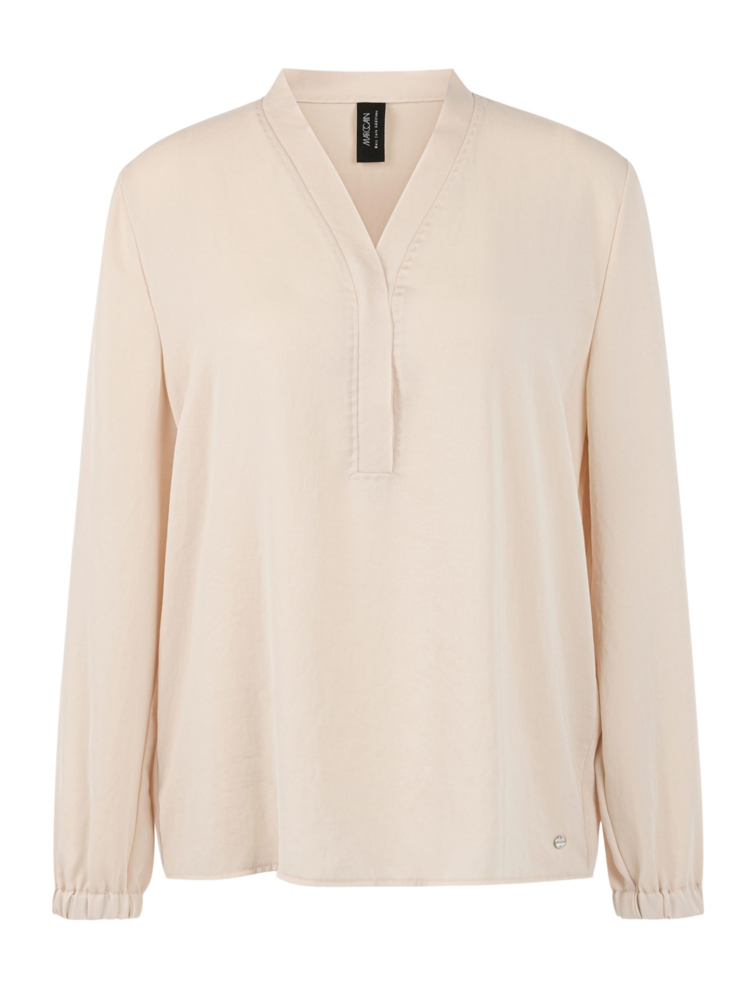 Marc Cain Langarmbluse AA.1 - S - Seasonal Colours I natur,Basic,Polyester,Unifarben,V-Ausschnitt,Lang,Regular Fit