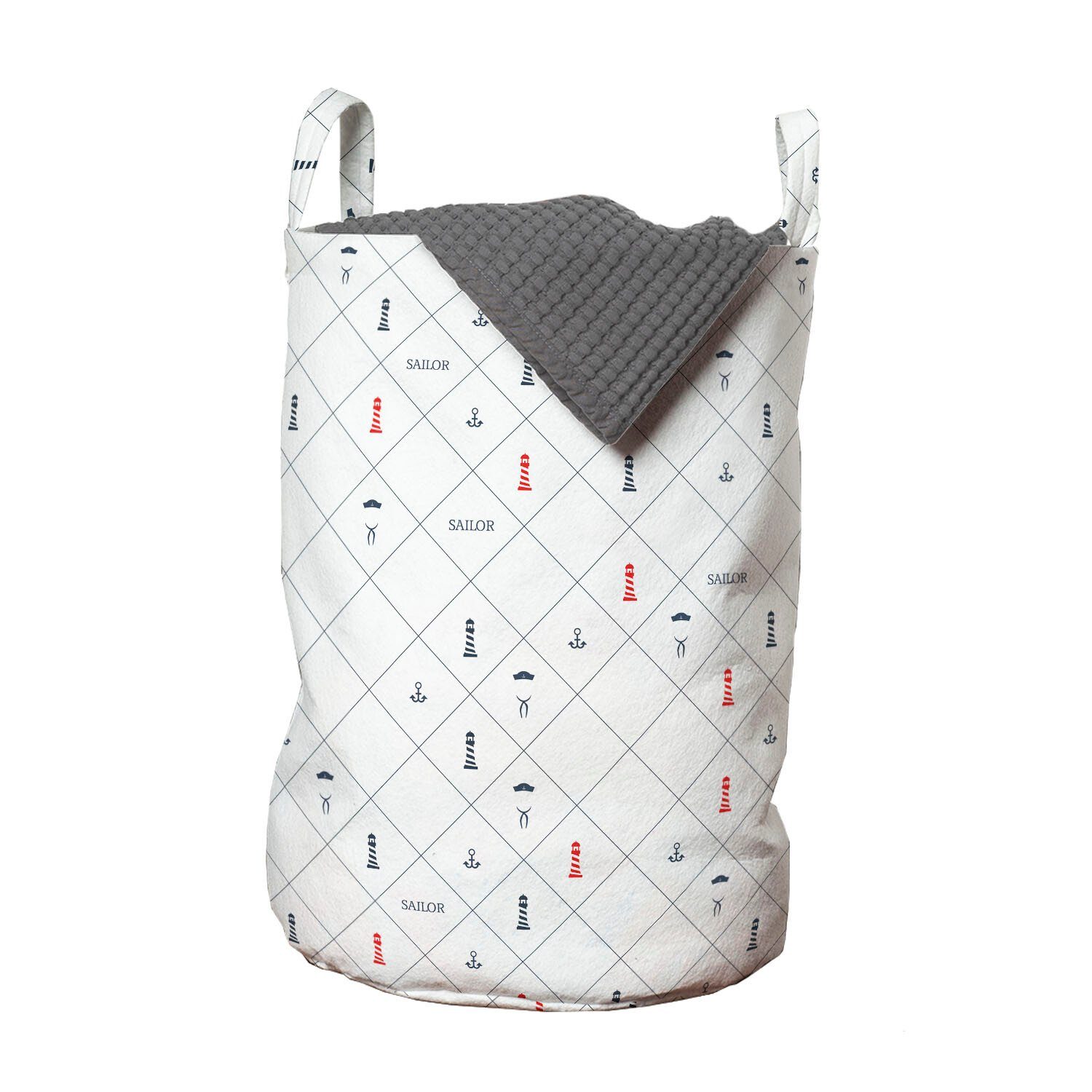 Abakuhaus Wäschesäckchen Wäschekorb mit Griffen Kordelzugverschluss für Waschsalons, Leuchtturm Diamant-Motiv