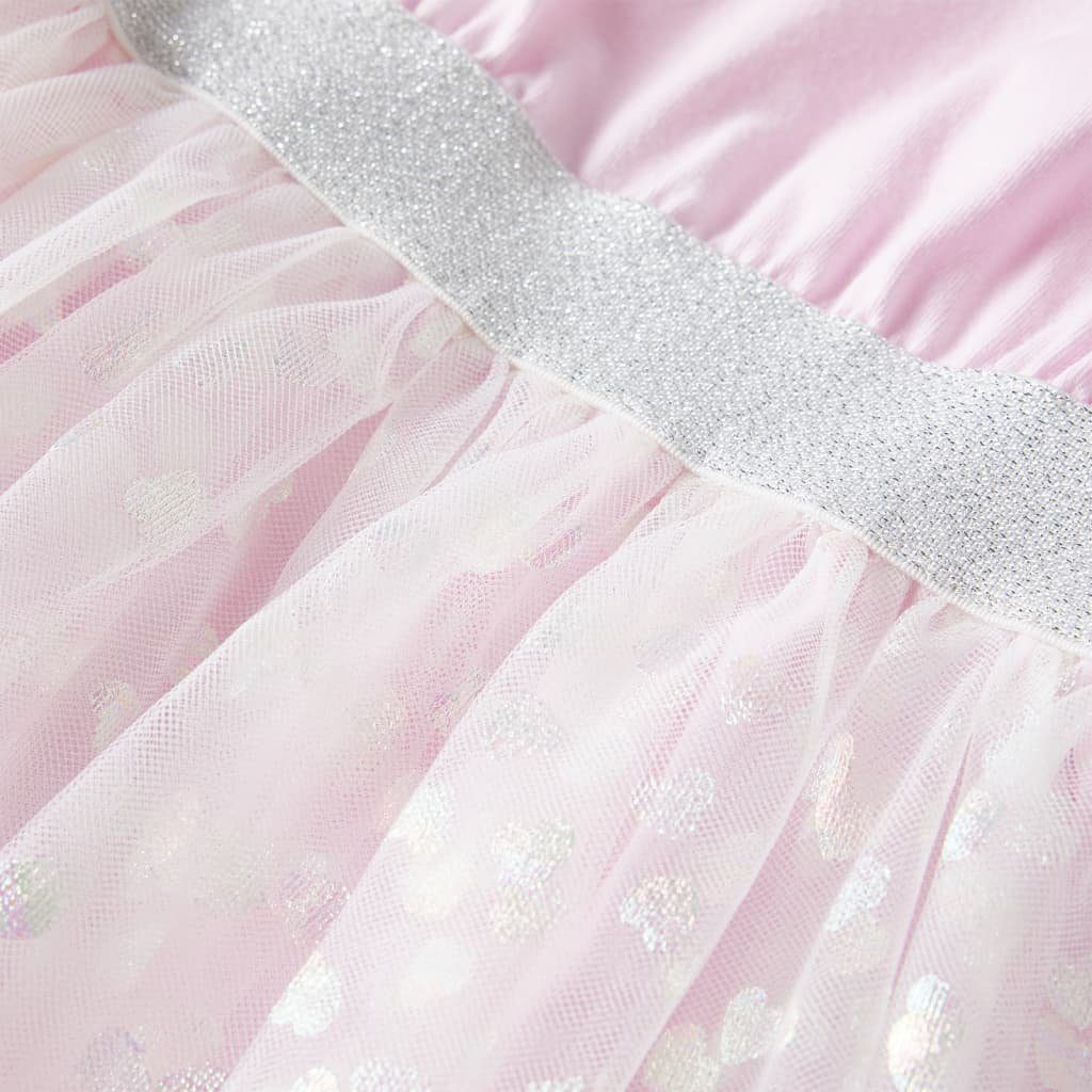 vidaXL A-Linien-Kleid Kinderkleid Rüschen 104 Glänzenden Kurz und mit Hellrosa Herzen