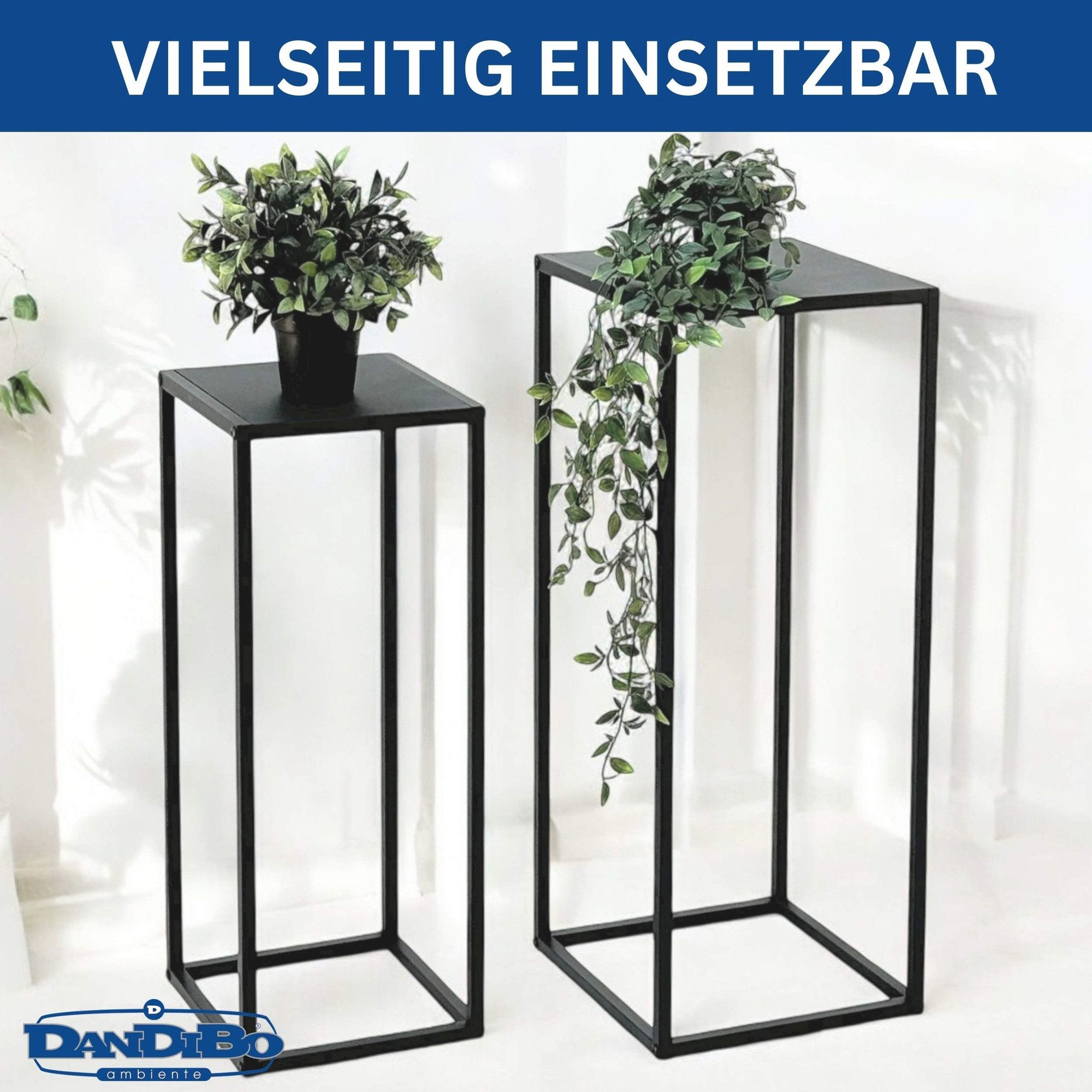 DanDiBo Blumenhocker Pflanzenständer Metall Schwarz Eckig 2er Set Blumenhocker (2er Set, 60 cm und 70 cm), Blumenständer Blumensäule Design Modern Pflanzenhocke – Bild 3 von 5