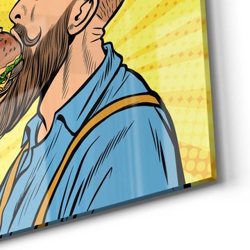 DEQORI Magnettafel 'Bärtiger Mann isst Burger', Whiteboard Pinnwand beschreibbar