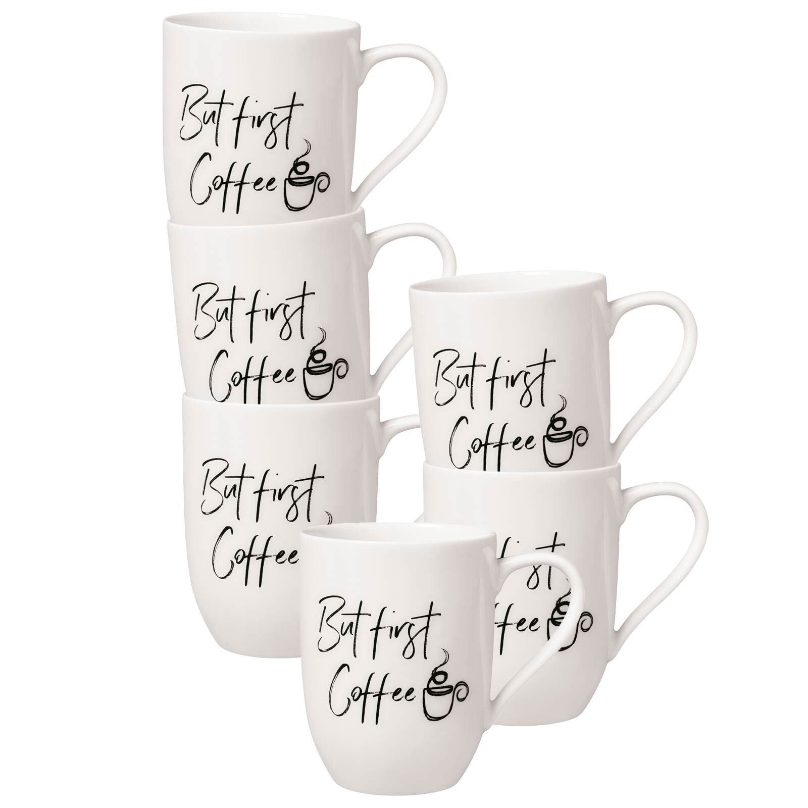 Villeroy & Boch Becher Statement Becher mit Henkel 'But first Coffee', Porzellan