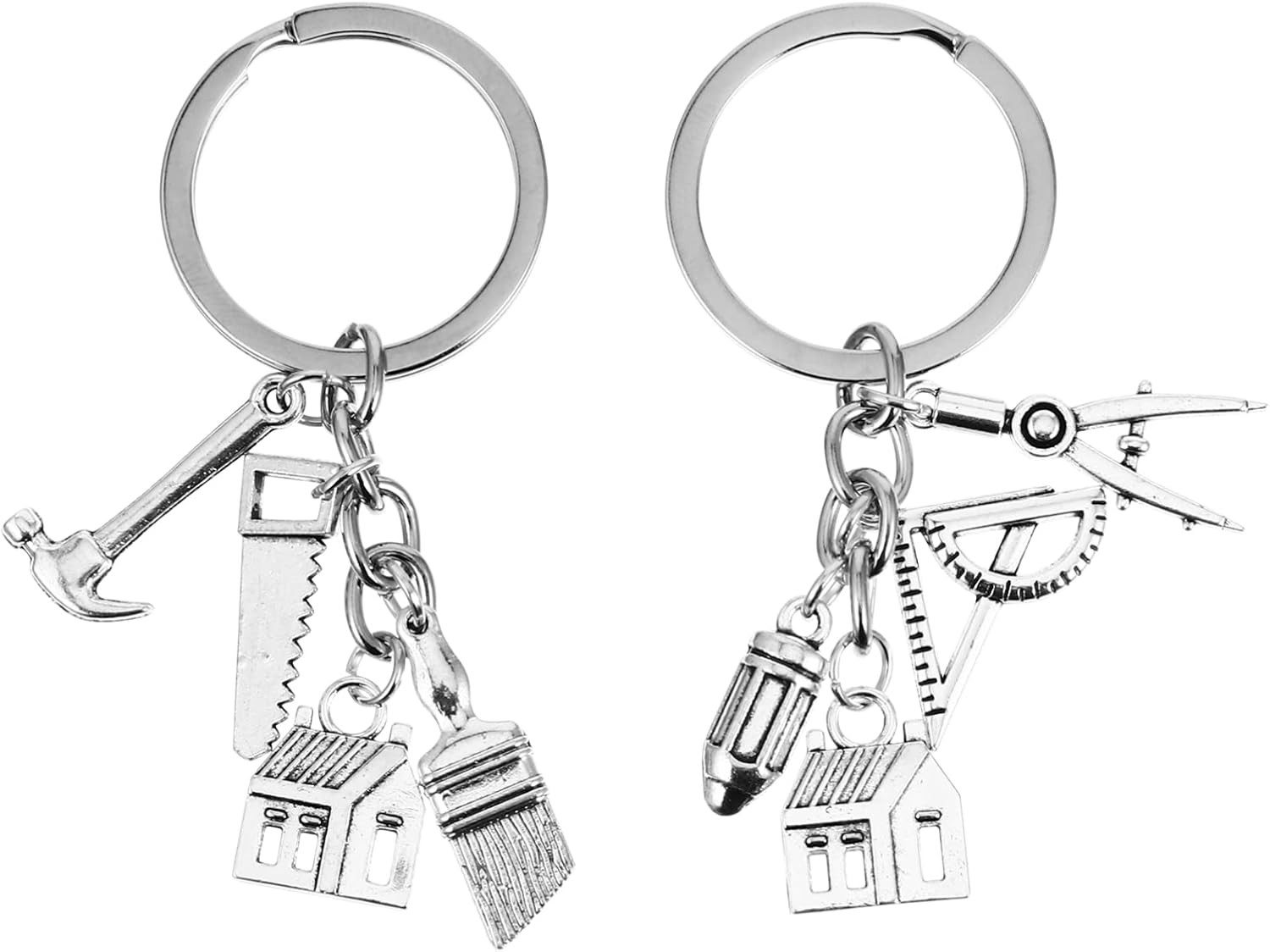 FELIXLEO Schlüsselanhänger Set 2Pcs Architekt Schlüsselanhänger Architektur Student Silber (1-tlg)