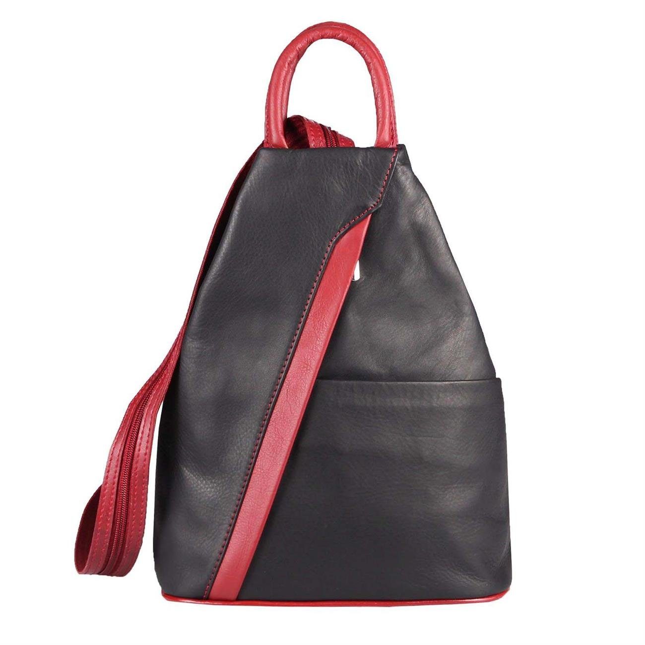 ITALYSHOP24 Rucksack Made in Italy Damen Leder Tasche Schultertasche, leichtgewicht Shopper, als Rucksack & Handtasche tragbar