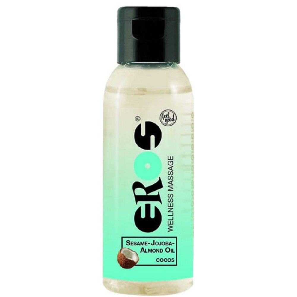 mit Flasche 50ml, Gleit- Wellness & Oil, mit Eros Kokos-Duft Massage Massage-Öl hochwertiges Massageöl Cocos