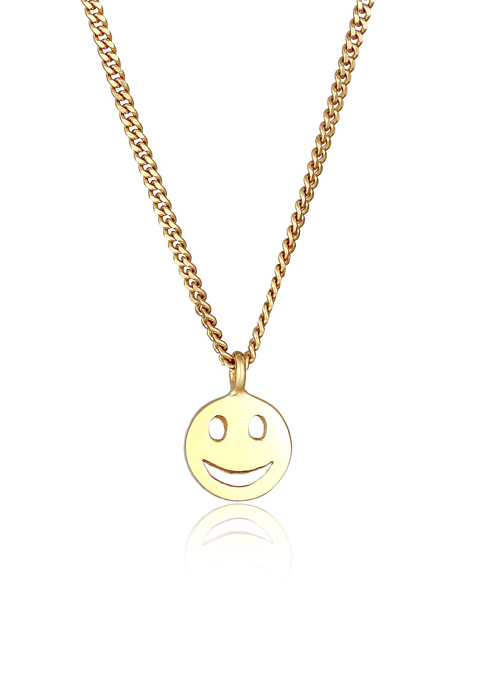 Elli Kette mit Anhänger mit Happy Smiling Face 925 Silber Gold
