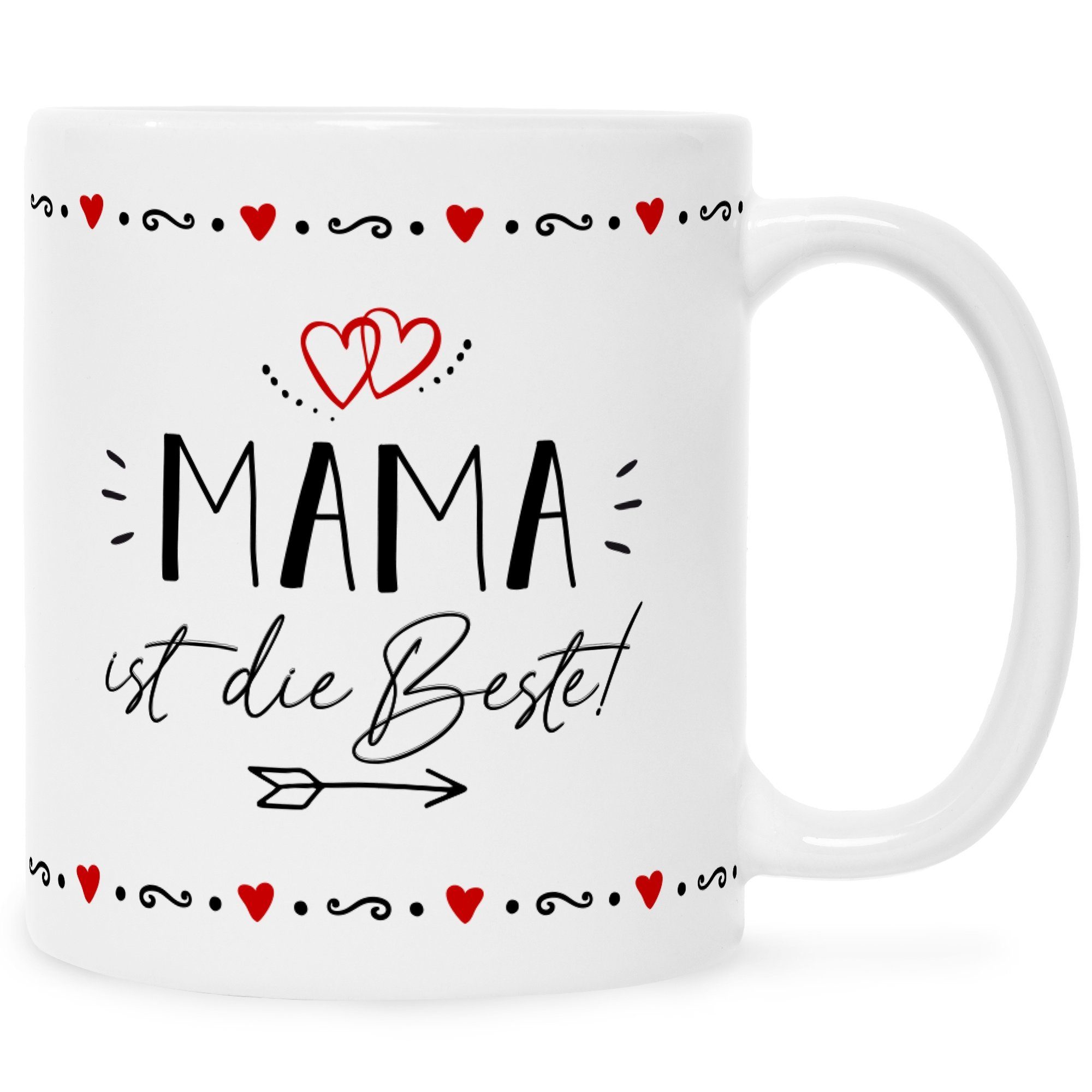 GRAVURZEILE Tasse mit Spruch Mama ist die Beste!, Keramik, Farbe: Weiß