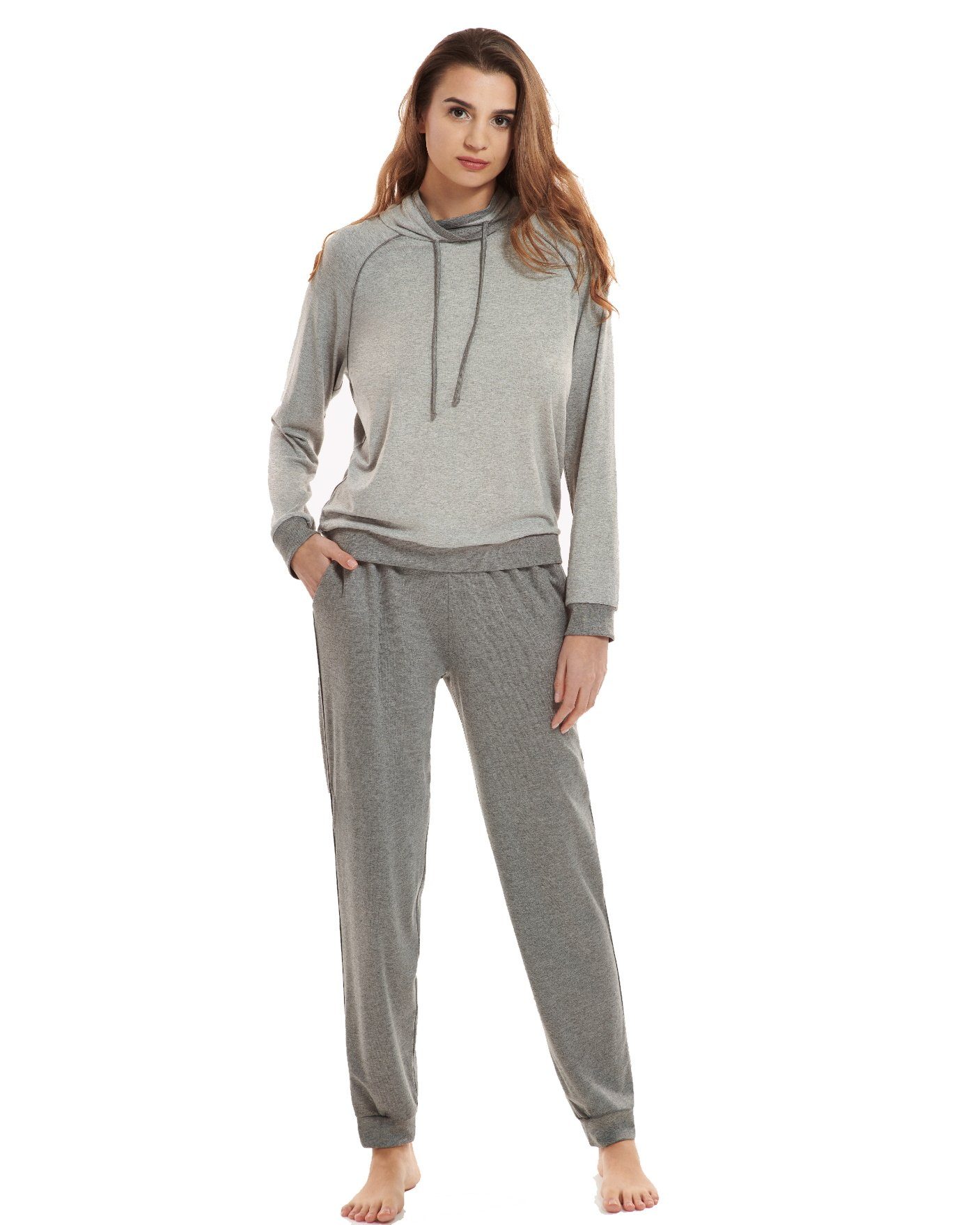 Schlafanzug grau Bündchen-Pyjama Lisca Kelly