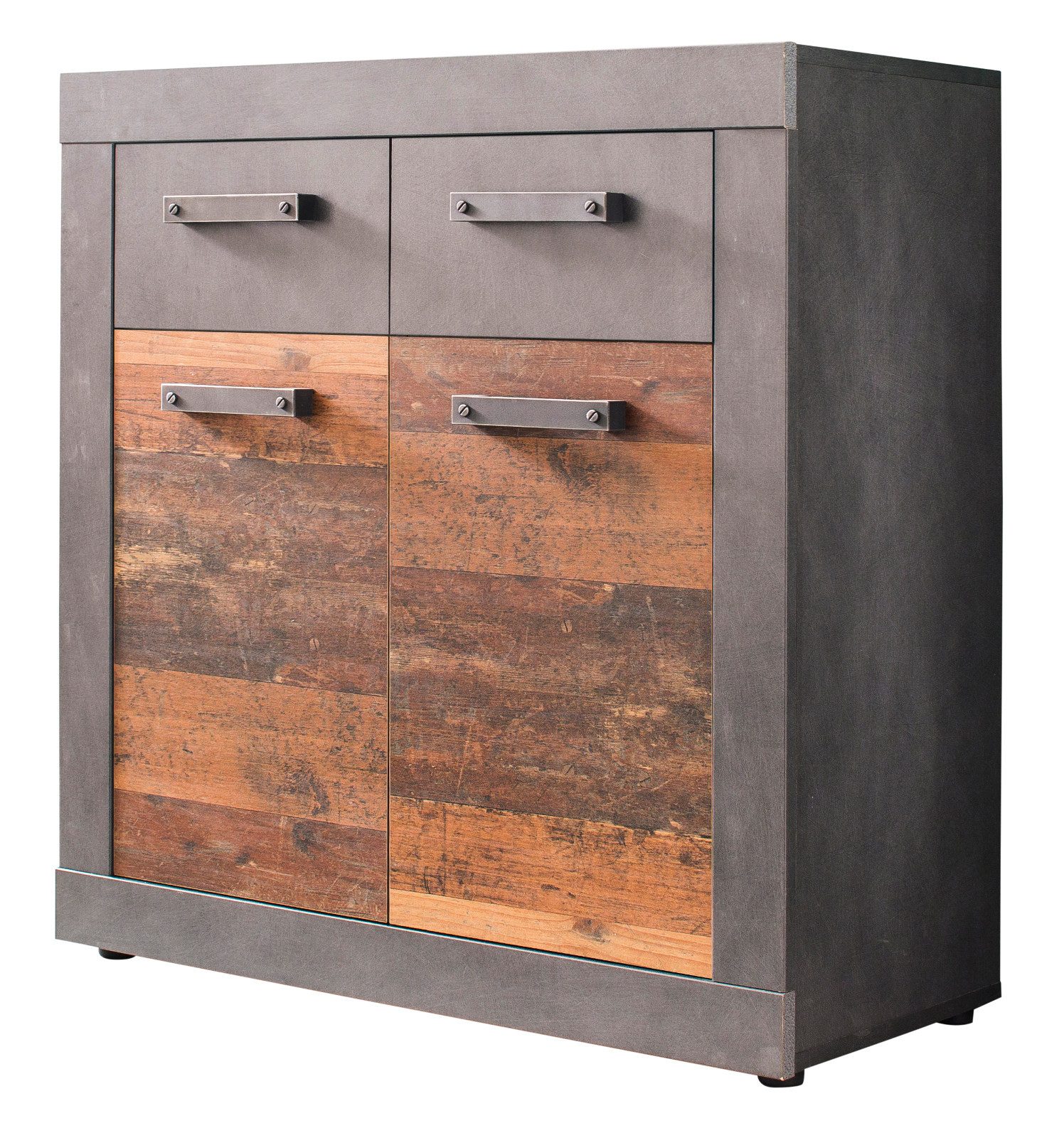 trendteam Kombikommode Indy (Kommode in Used Wood Altholz mit grau, 82 x 86 cm), mit Türen und Schubladen