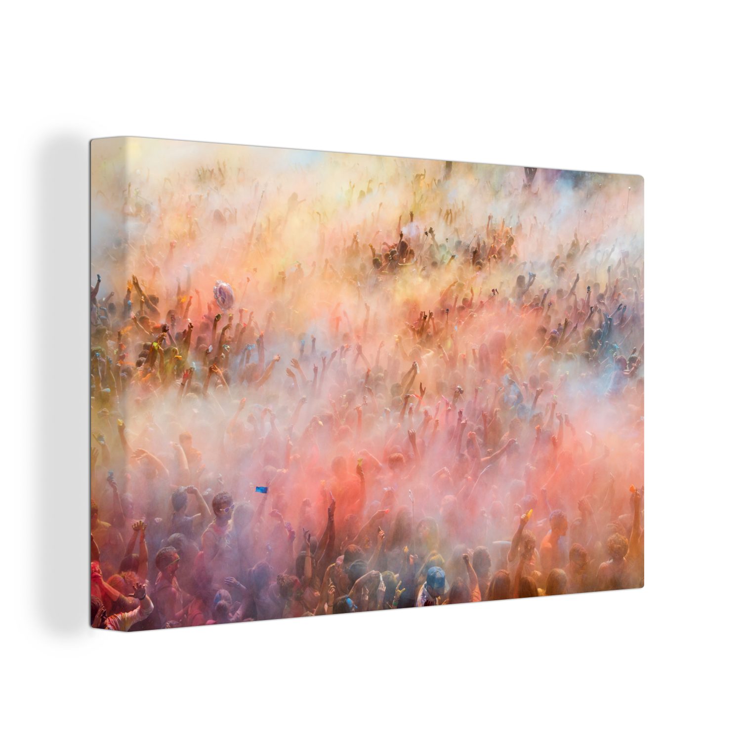 Leinwandbilder, OneMillionCanvasses® Aufhängefertig, 30x20 cm Wandbild Leinwandbild Wanddeko, St), Holi-Festival, (1