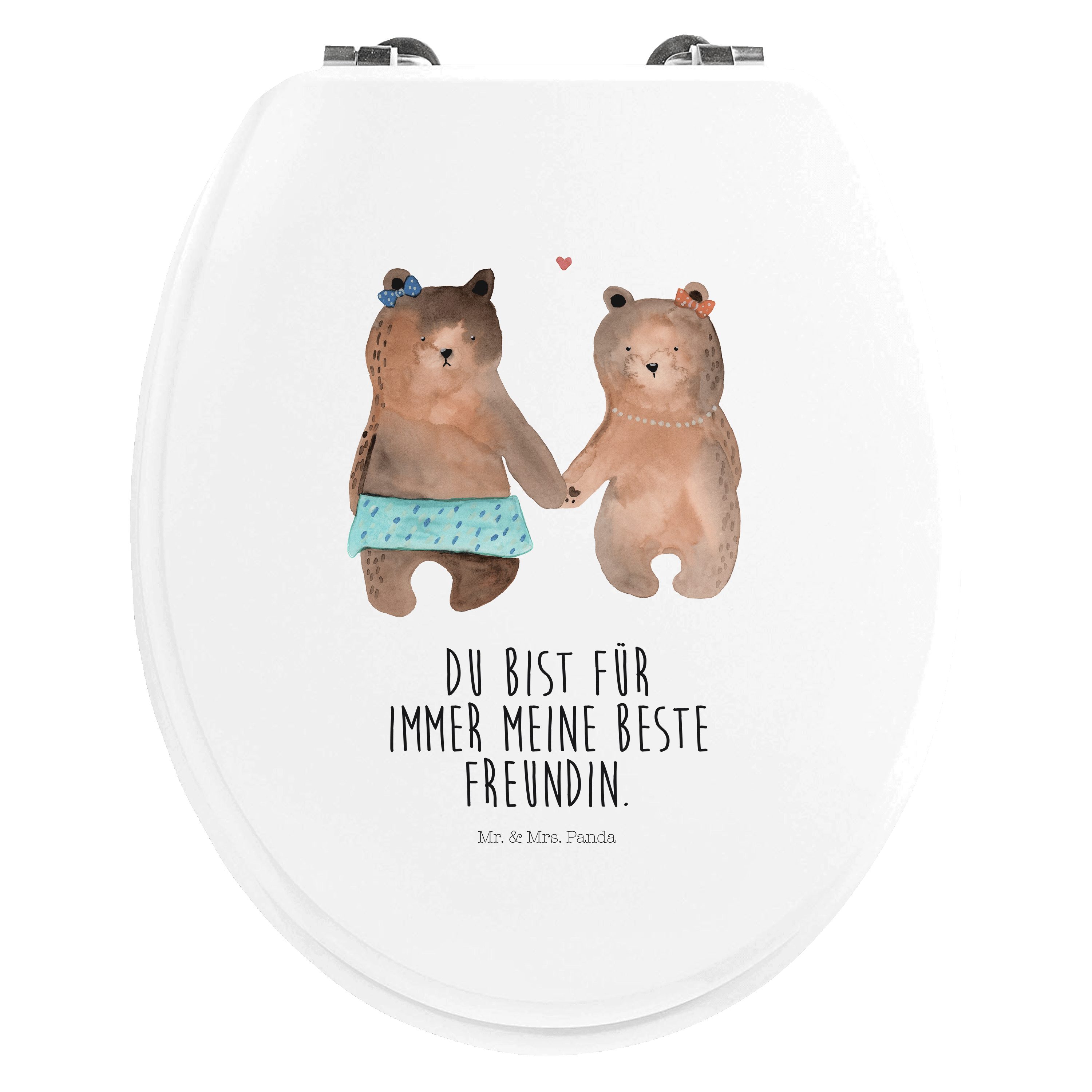 WC-Sitz Bär Freundin - Weiß - Geschenk, Toilette, Klodeckel, Toilettendeckel