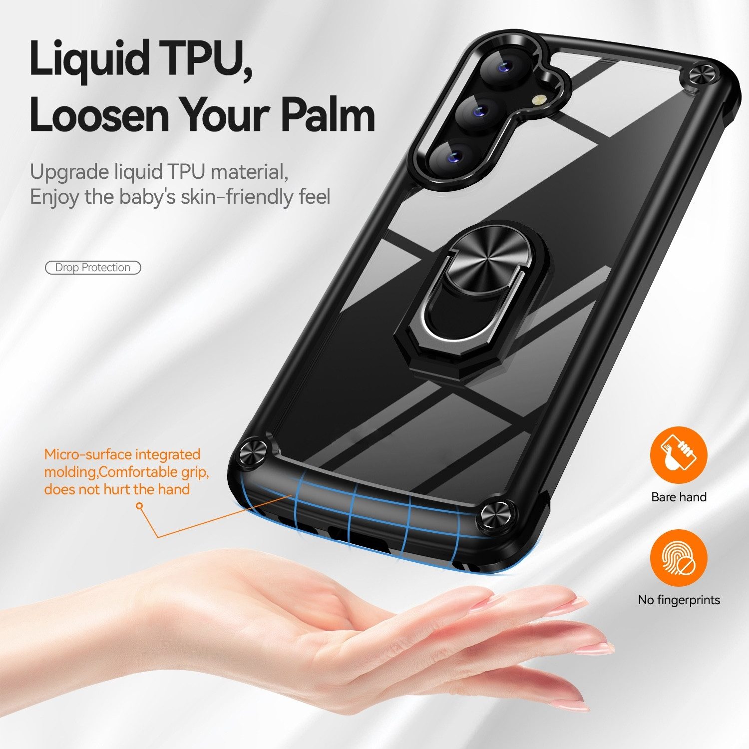 Wigento Handyhülle Für Samsung Galaxy A24 4G / A25 5G Schock TPU / PC mit Ring Hülle Case