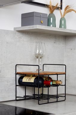 WENKO Weinflaschenhalter Loft, für 6 Flaschen, Metall in Kombination mit Bambus