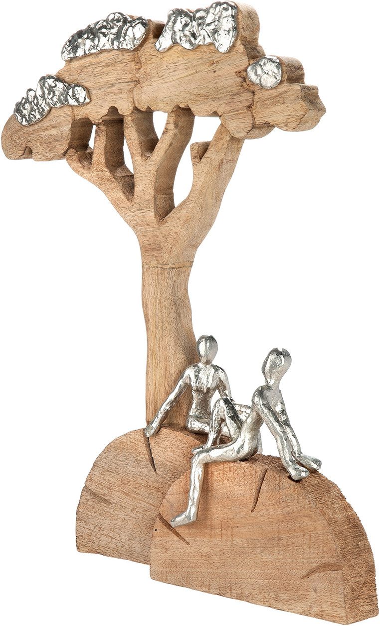 GILDE Skulptur Skulptur Baum Relaxing naturfarben (1 St), Entspannung Ruhe Auszeit Paar Harmonie Wellness