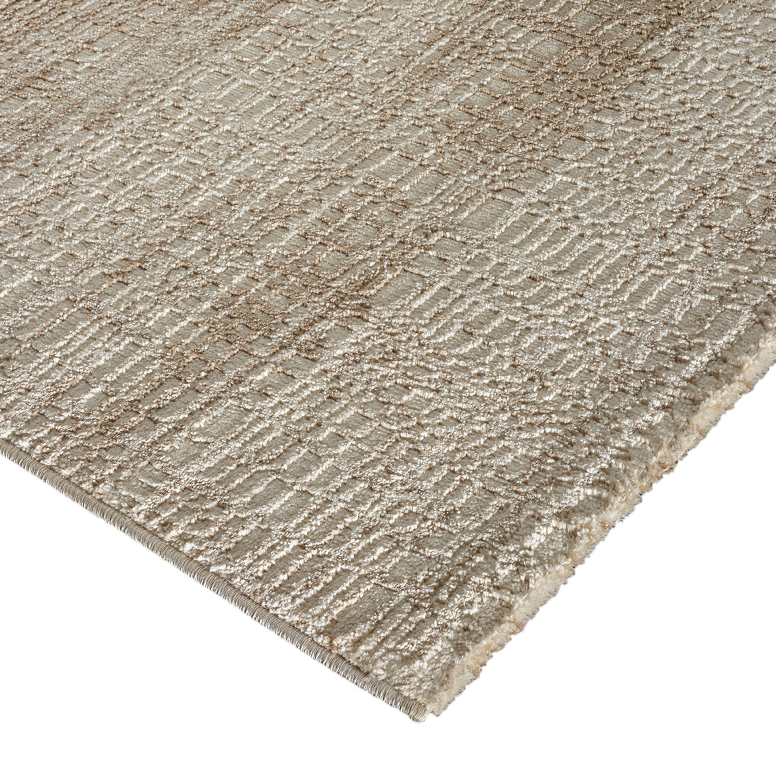 Carpetia Teppich Designer Läufer mit abstraktem Karo-Netzmuster gold-beige, rechteckig, Höhe: 12 mm