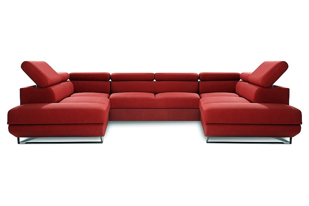 JVmoebel Ecksofa Wohnlandschaft Ecksofa Stoff U-Form Couch Design, Made in Europe Orange | Ecksofas