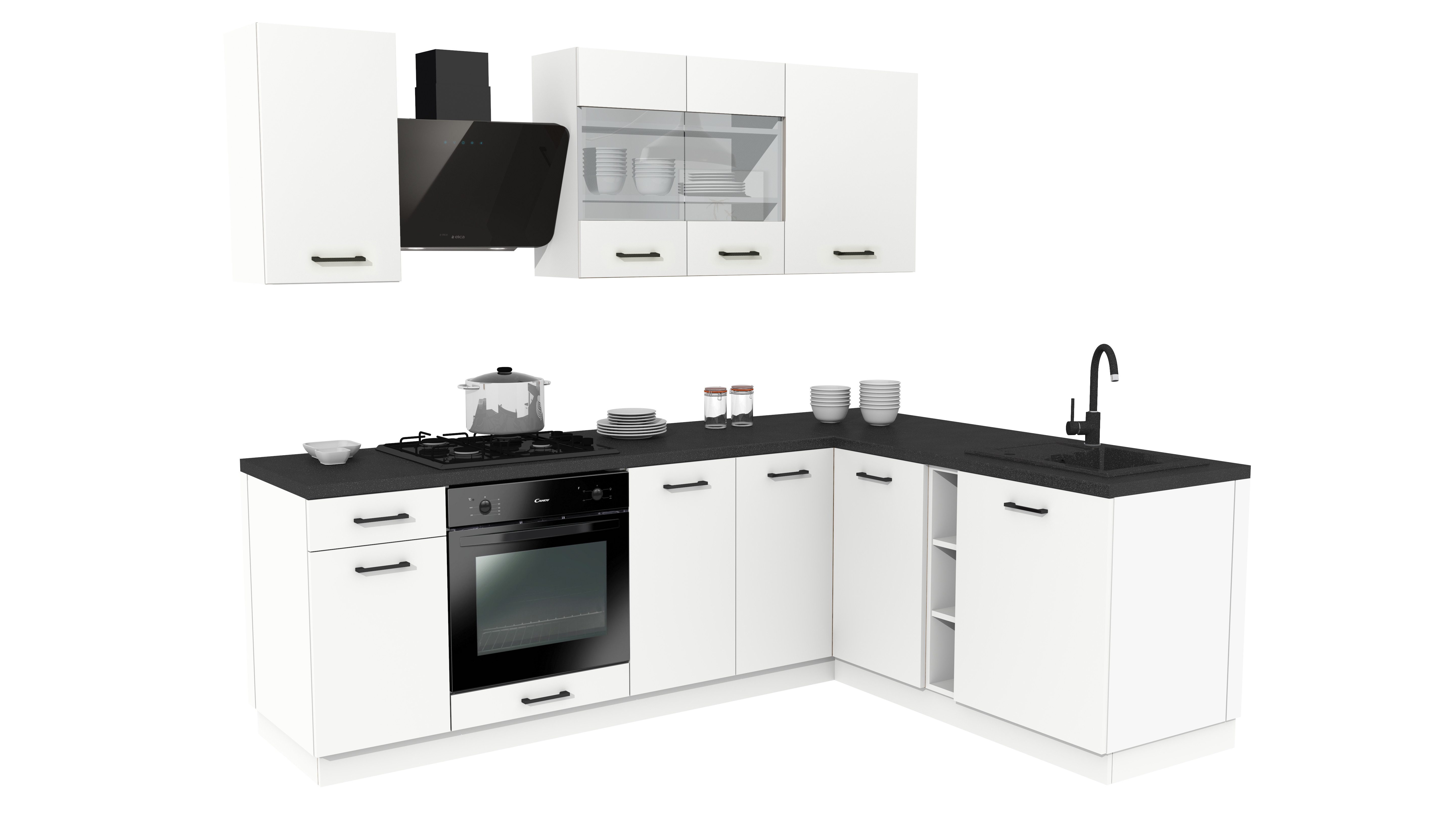 ROYAL24_MARKT Winkelküche - SIMPLY Z23 - Weiß Matt, (Komplett Set), Edle Materialien - Stilvolles Design - Hohe Qualität