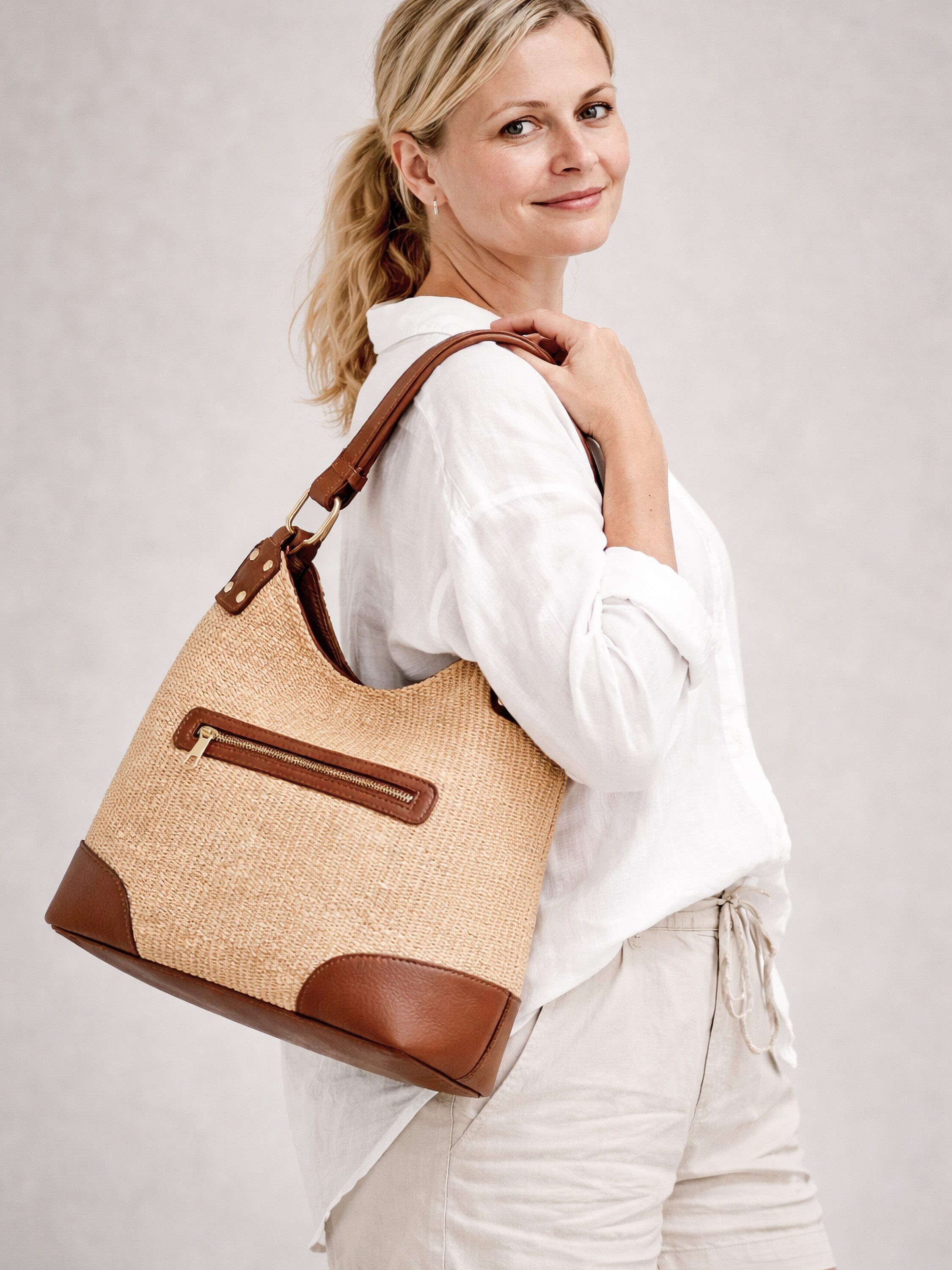 COLLEZIONE ALESSANDRO Schultertasche Naturale, Luxus aus Leder und Raffia günstig online kaufen
