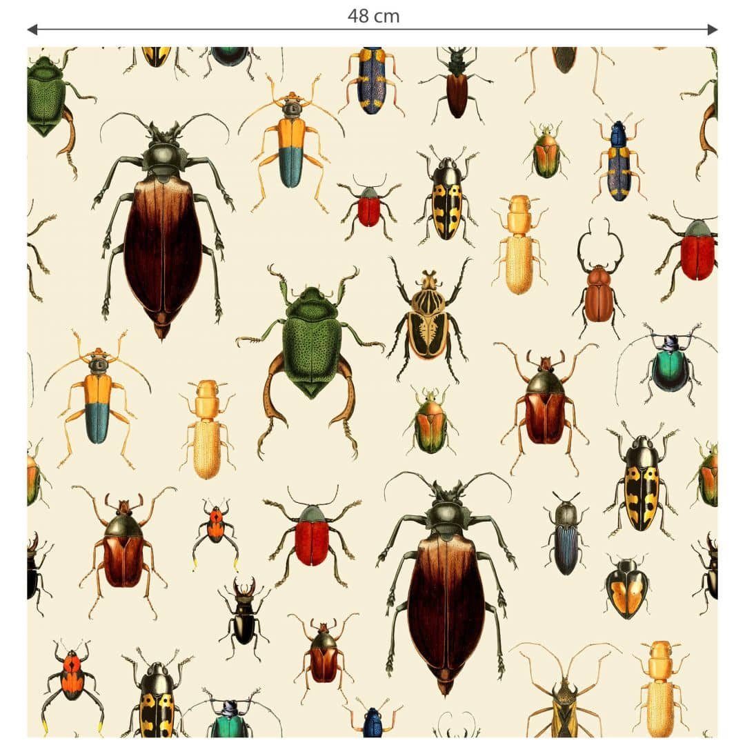 K&L Wall Art Mustertapete Vintage bunte Käfer Wohnzimmer Vliestapete Borkenkäfer Retro Deko, Borkenkäfer Tapete