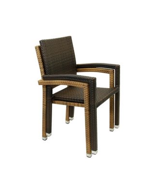 Konway Stapelstuhl PORTO (4 St), 4x KONWAY® PORTO Stapelsessel Lederlook Polyrattan Sessel braun