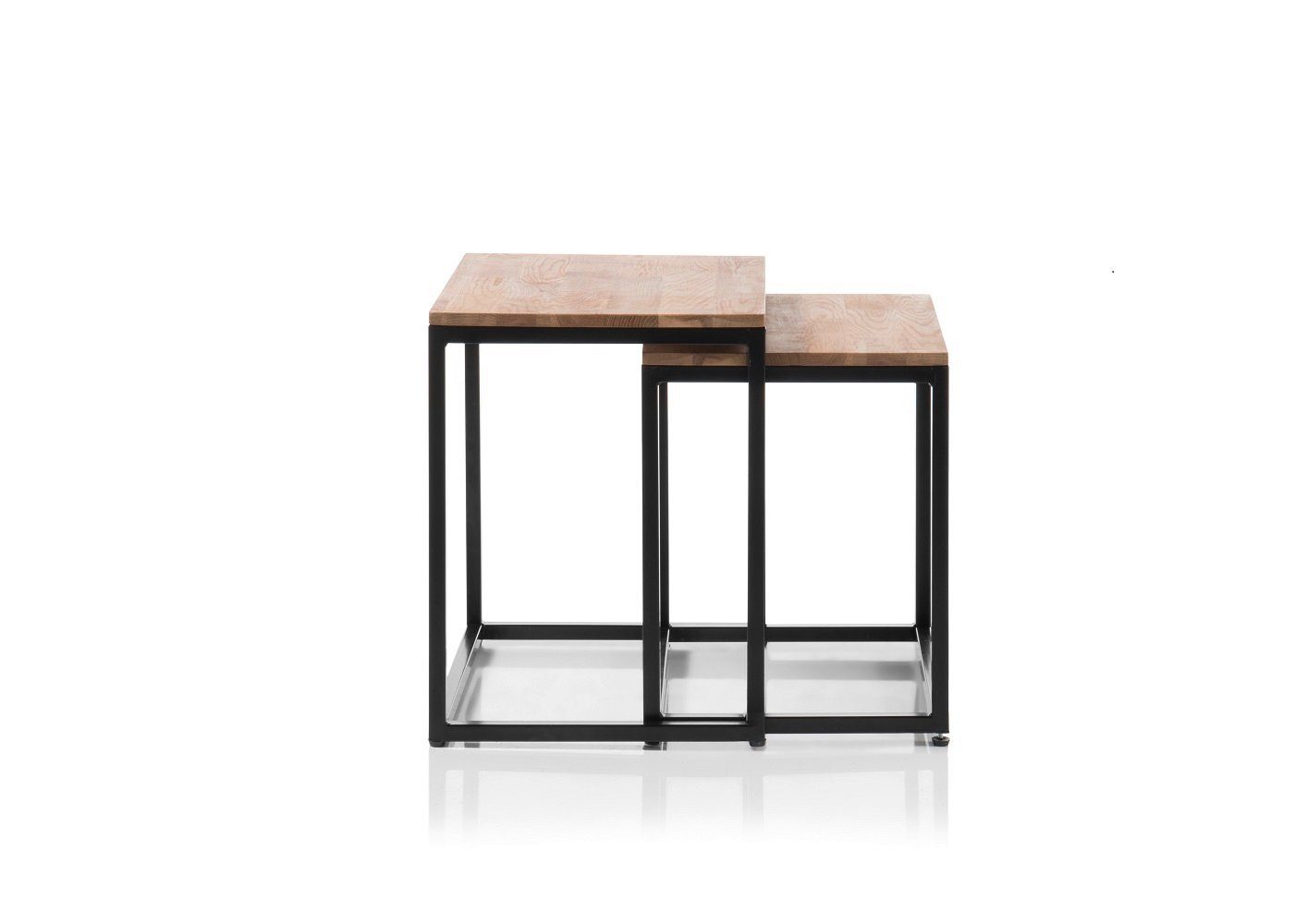 MCA furniture Couchtisch Sakur, Asteiche-massiv Set 50 schwarz quadratisch geölt 2er cm