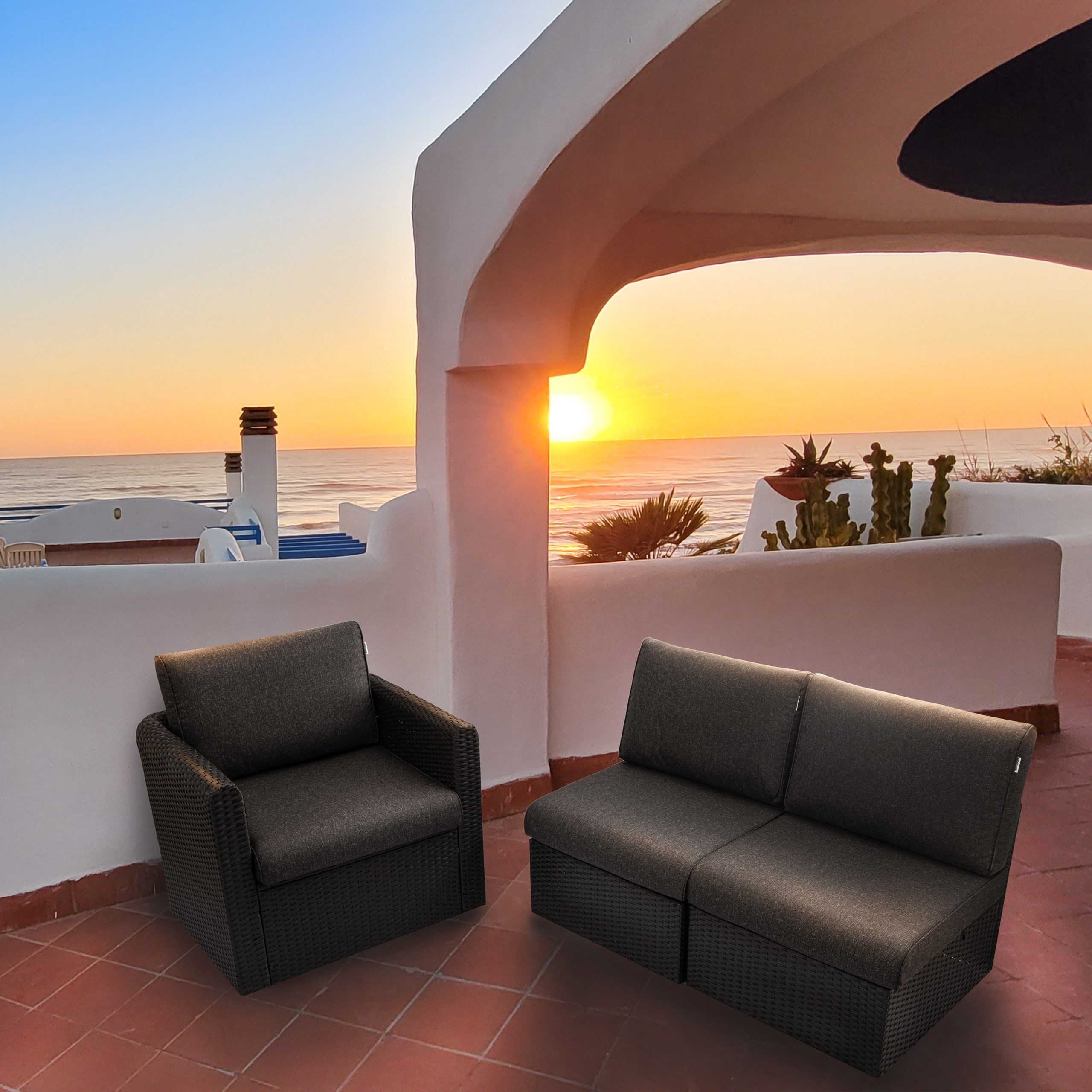 Bjird Sitzkissen Polsterauflagen für Rattanmöbel - 2-teilig (Sitz + Rückenl günstig online kaufen