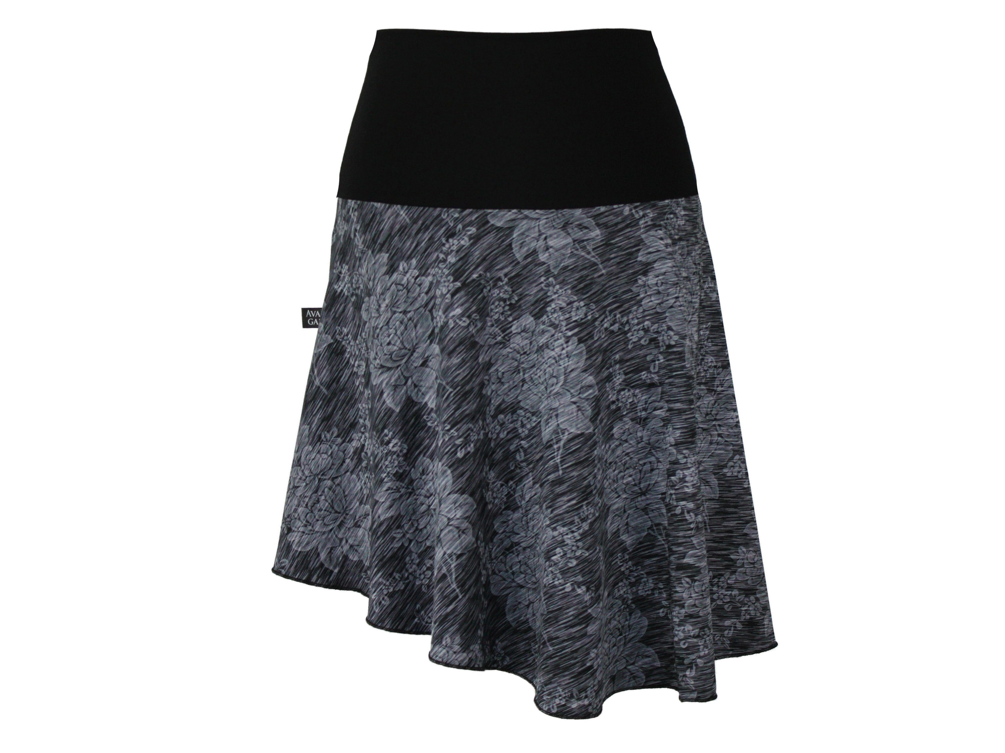 dunkle design Jerseyrock Asymmetrisch Grau Rot Grün Mini elastischer Bund