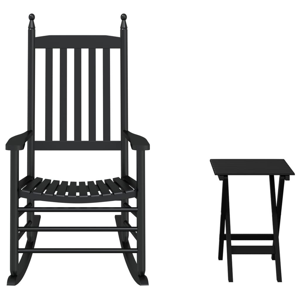 vidaXL Schaukelstuhl Schaukelstuhl mit Klapptisch Schwarz Massivholz Pappel (1 St)