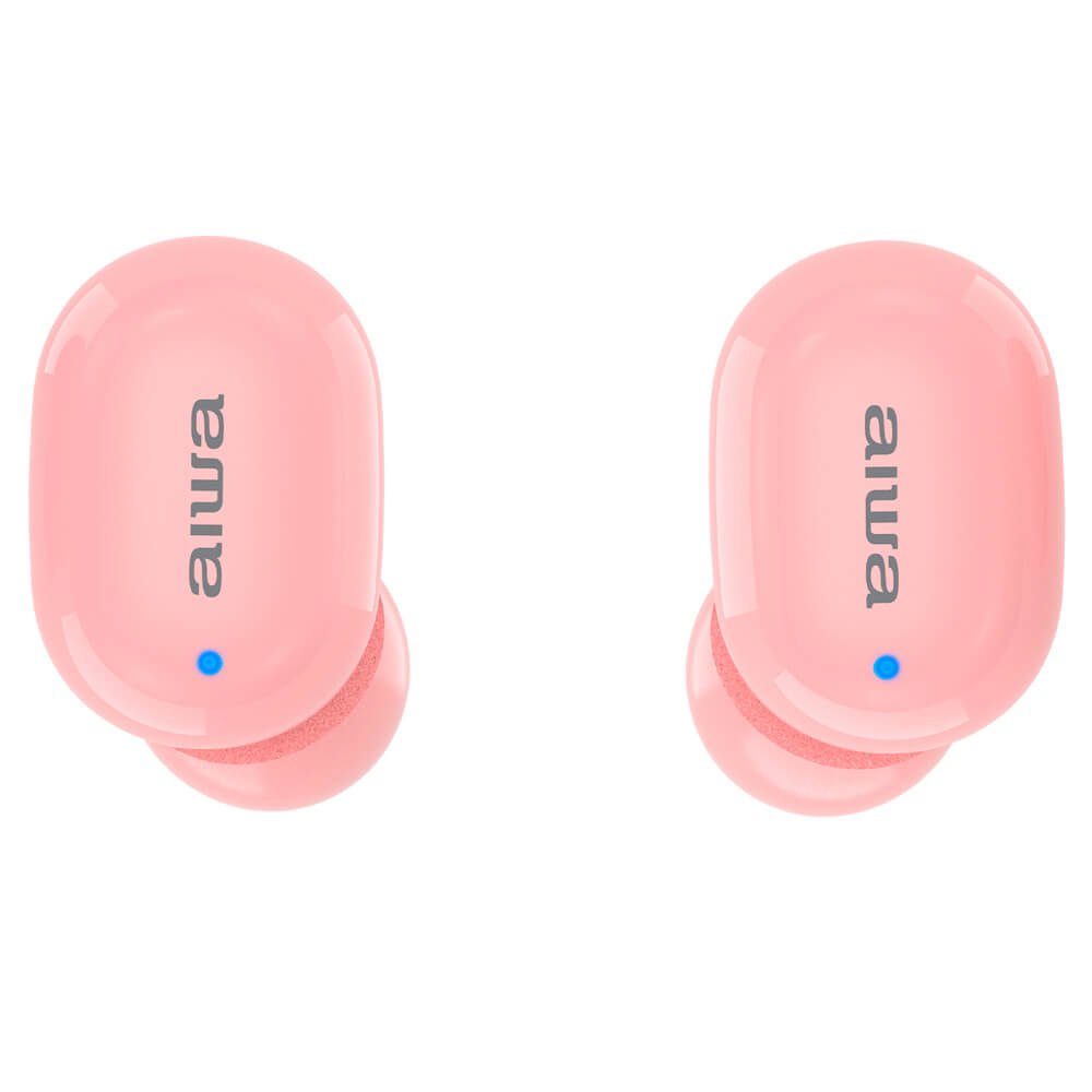 EBTW-150 Kopfhörer: / Ladeetui: Reichweite 300mAh, Kopfhörer Gesprächszeit Ladung, m Drahtlose Android, pro der Aiwa Ladeports) 5.0 (iOS, Pink 3 Bluetooth magnetische Wiedergabe- Stunden 10 In-Ear-Kopfhörer