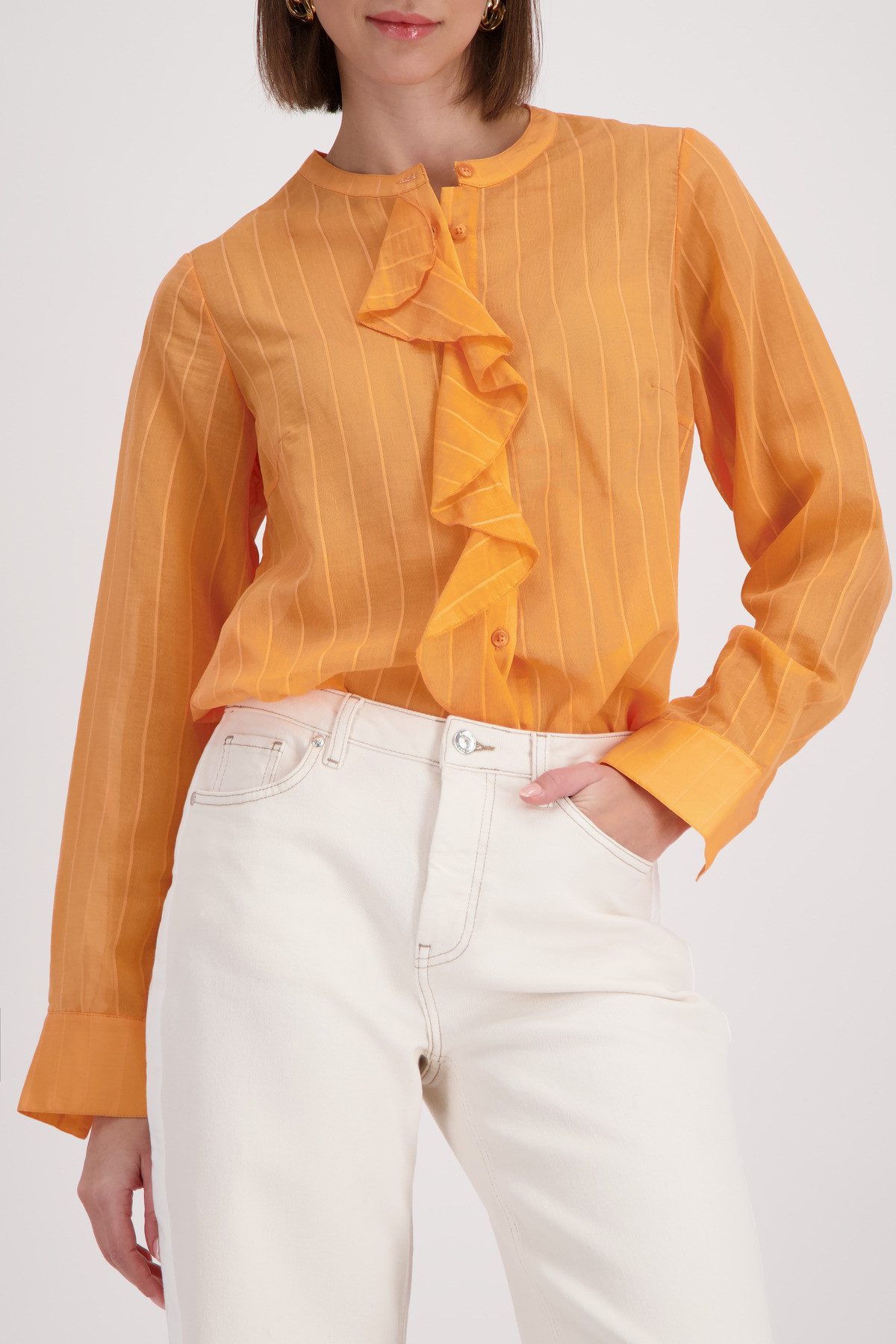 Monari Langarmbluse Streifen + Volants Regular fit mit Volants