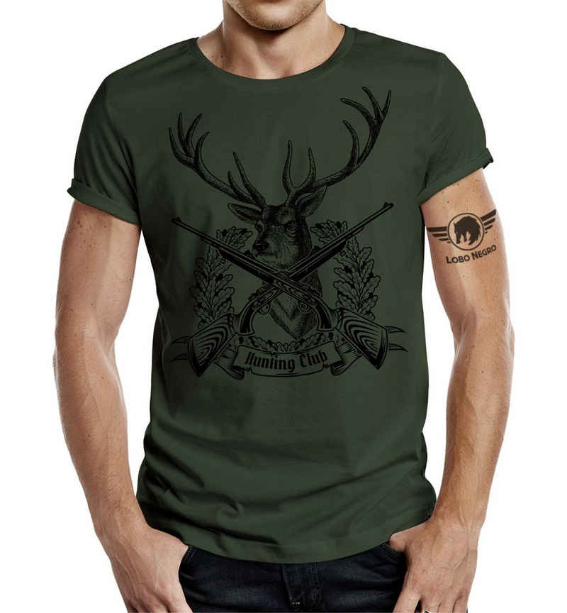 LOBO NEGRO® T-Shirt für den Jäger: Hunting Club II Hirsch in oliv