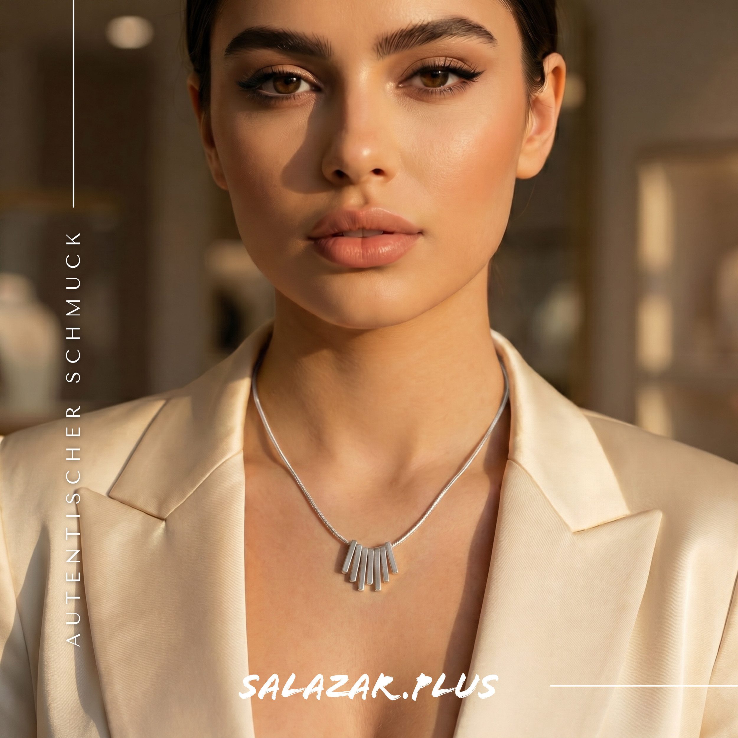 salazar.plus Kette mit Anhänger Luxus Damen Kette aus Edelstahl vergoldet Elegante Gliederkette, Wasserfest & anlauffest: Perfekt für den täglichen Look silberfarben