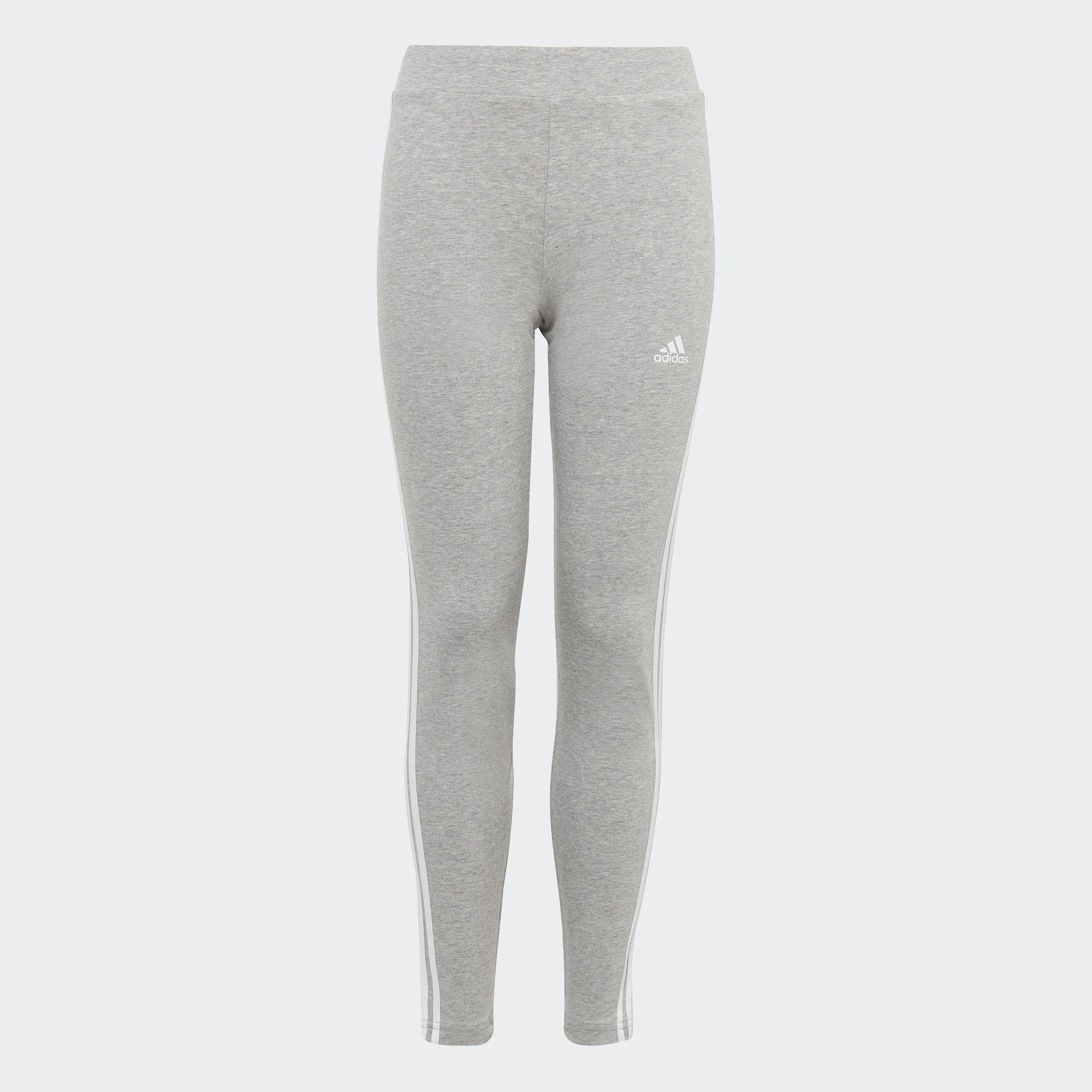 adidas Sportswear Leggings ESSENTIALS 3-STREIFEN COTTON (1-tlg) Medium Grey Heather / White | Sport-Leggings