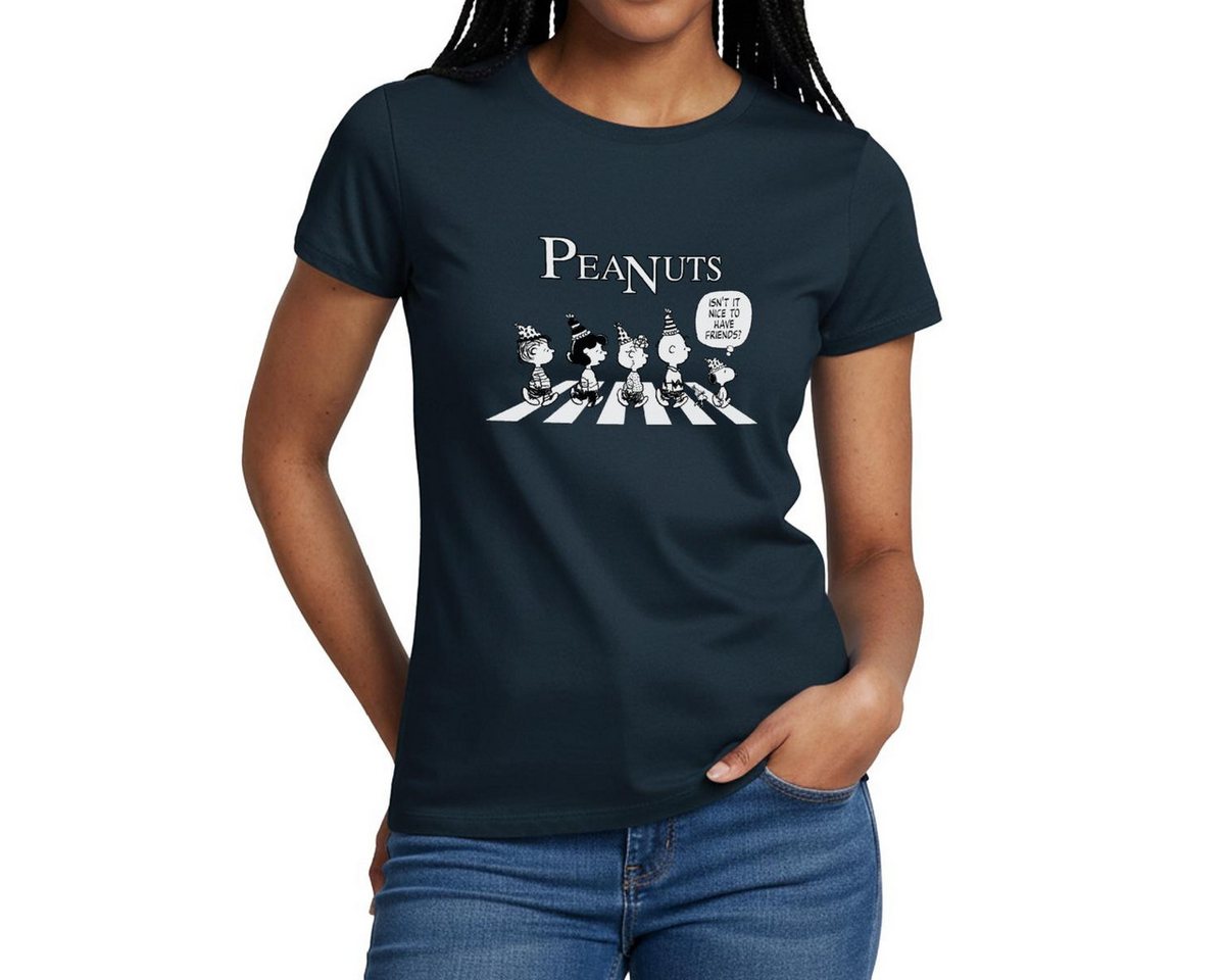 Spreadshirt T-Shirt Peanuts Snoopy, Charlie, Stella & Lucy Geburtstag Frauen T-Shirt (1-tlg) Slim Fit, fällt klein aus