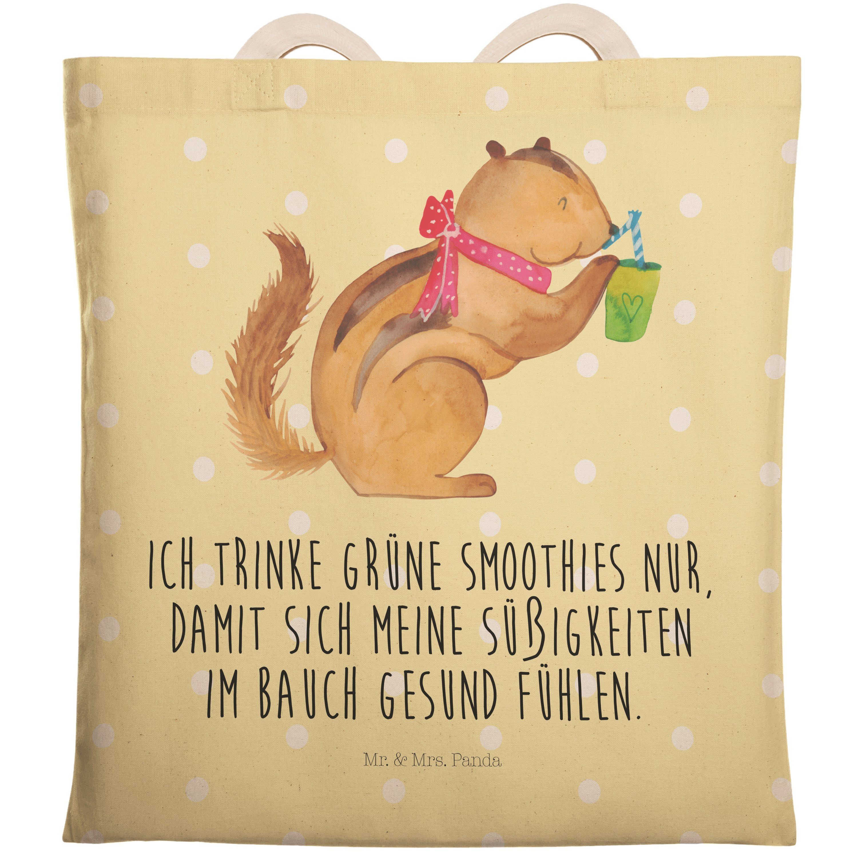 Mr. & Mrs. Panda Tragetasche - Smoothie (1-tlg) Stofftasche, - Gelb Eichhörnchen Geschenk, S Diät, Pastell