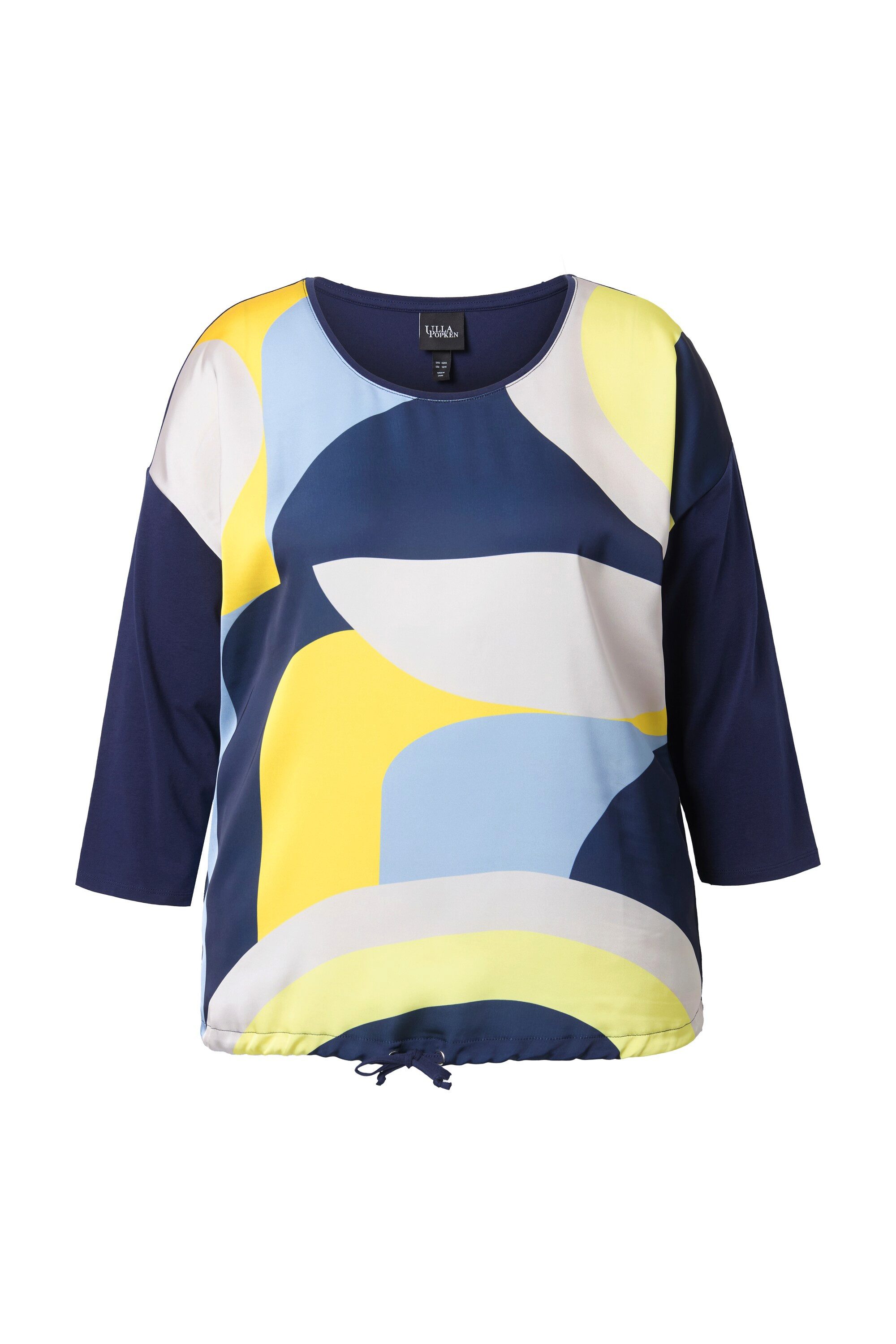 Ulla Popken T-Shirt Shirt oversized Rundhals 3/4-Arm Saumband günstig online kaufen