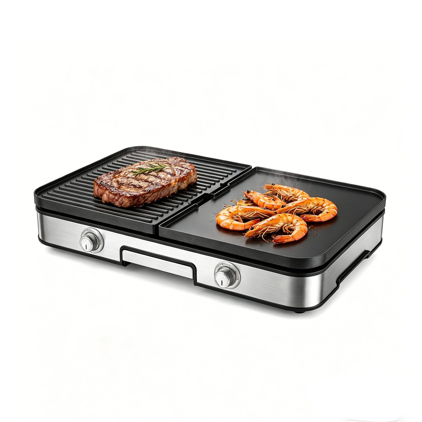 KOMFOTTEU Elektrogrill, 2000 W, Plattengrill Tischgrill mit 2 wendbaren Platten