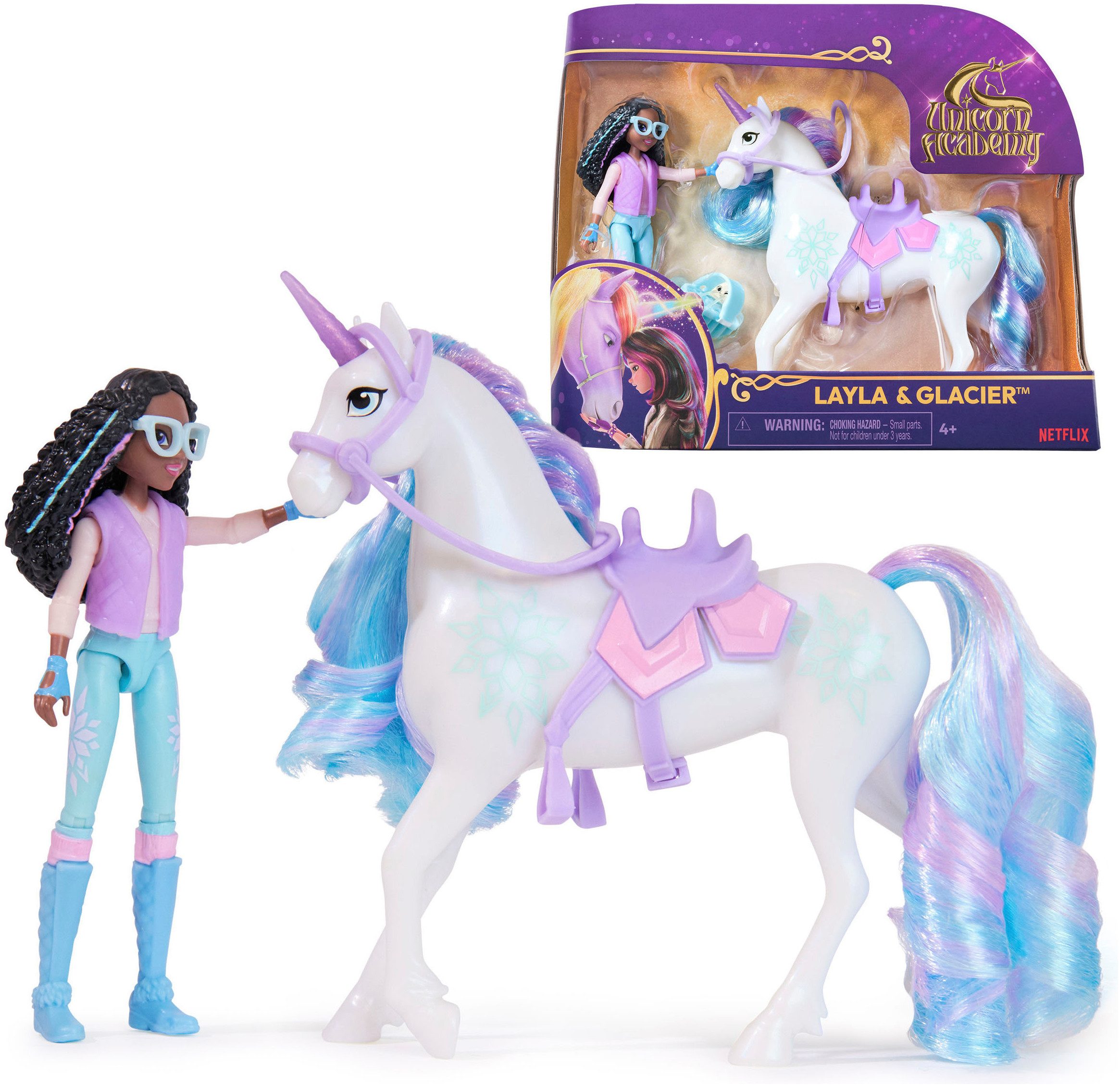 Spin Master Anziehpuppe Unicorn Academy - Small Doll & Unicorn - Layla & Glacier